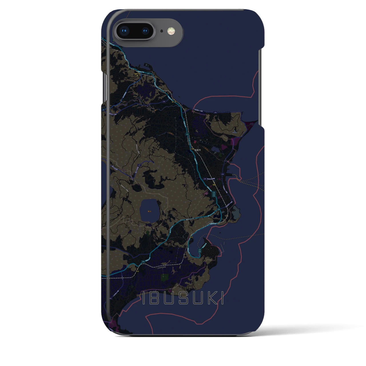 【指宿(鹿児島県)】地図柄iPhoneケース(バックカバータイプ)