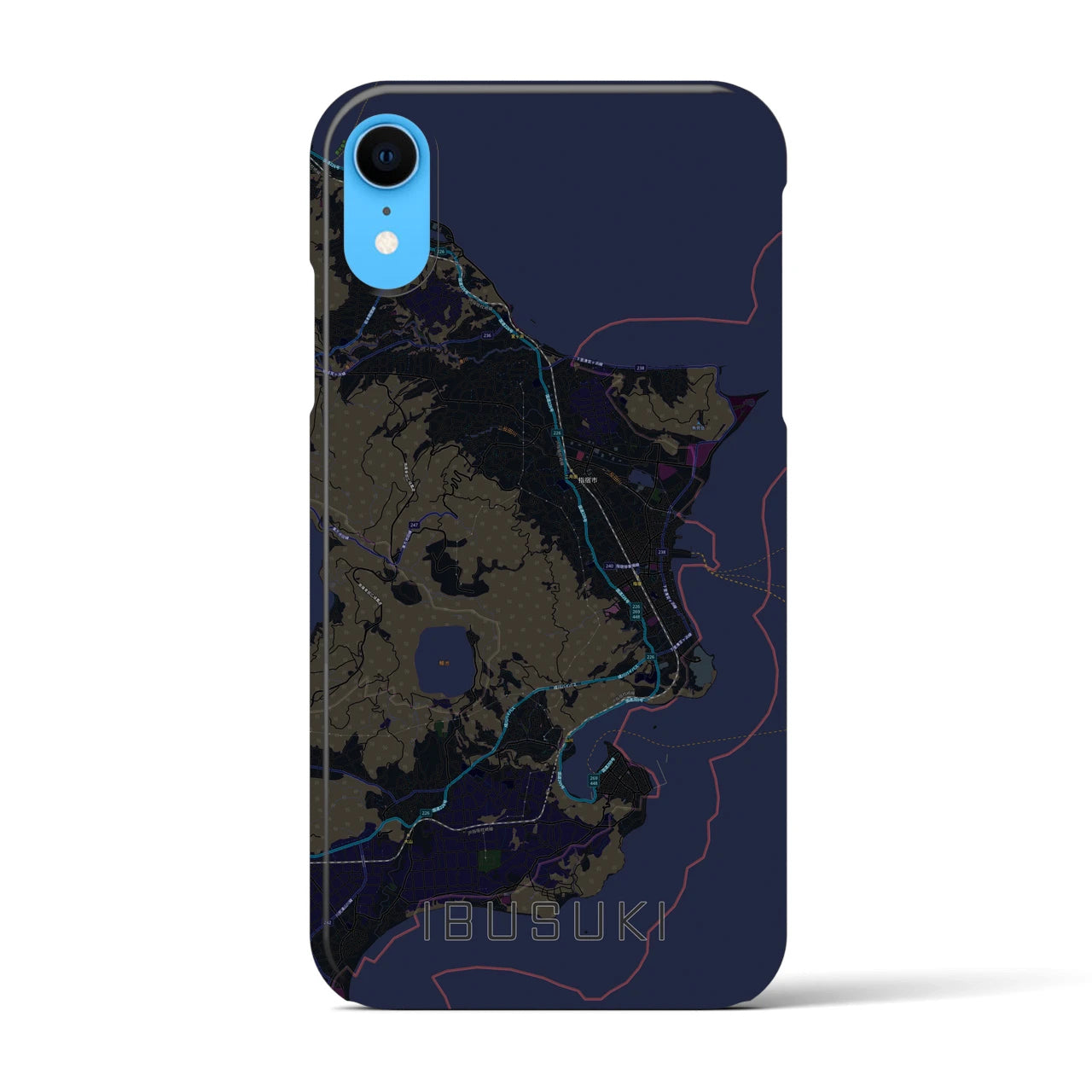 【指宿(鹿児島県)】地図柄iPhoneケース(バックカバータイプ)