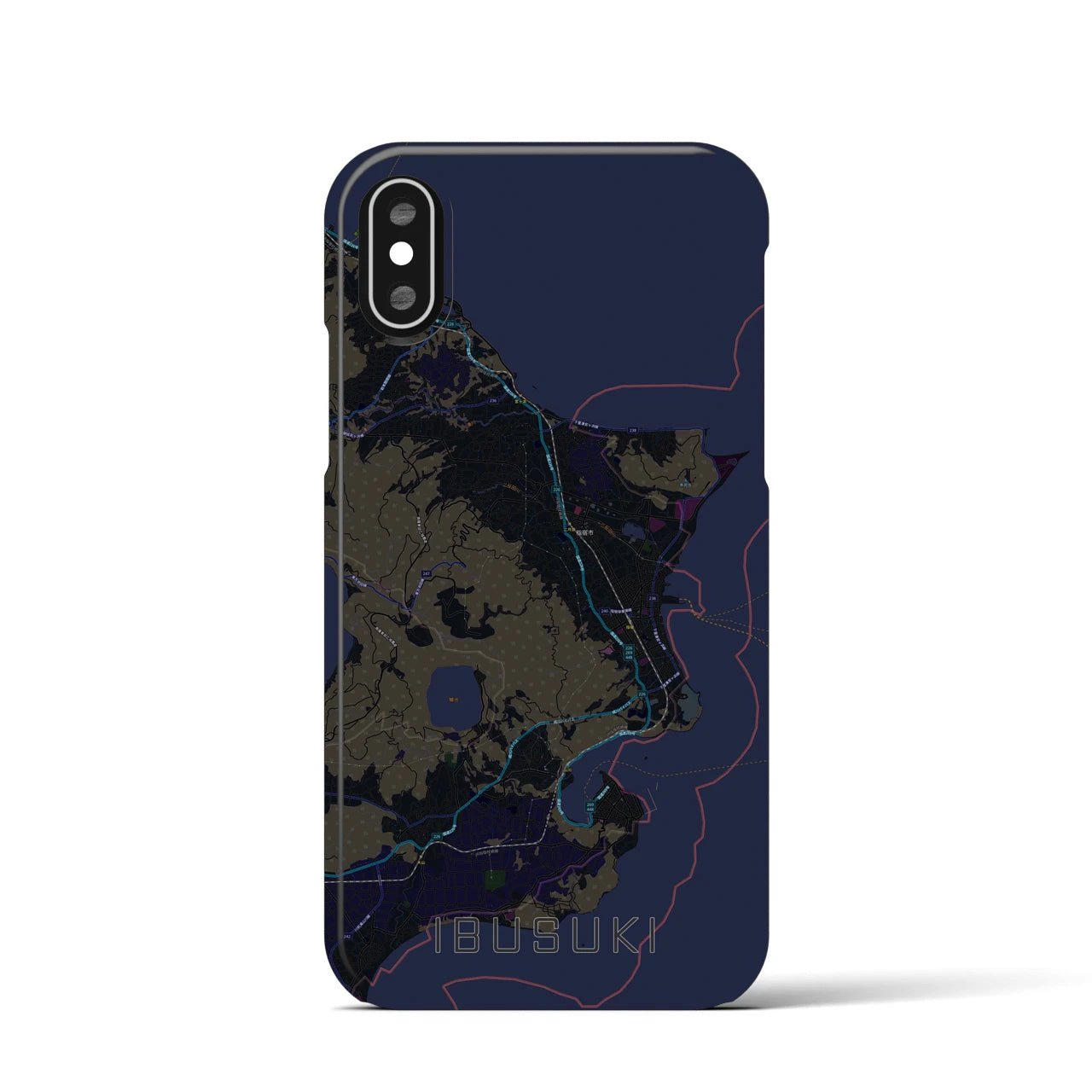 【指宿(鹿児島県)】地図柄iPhoneケース(バックカバータイプ)