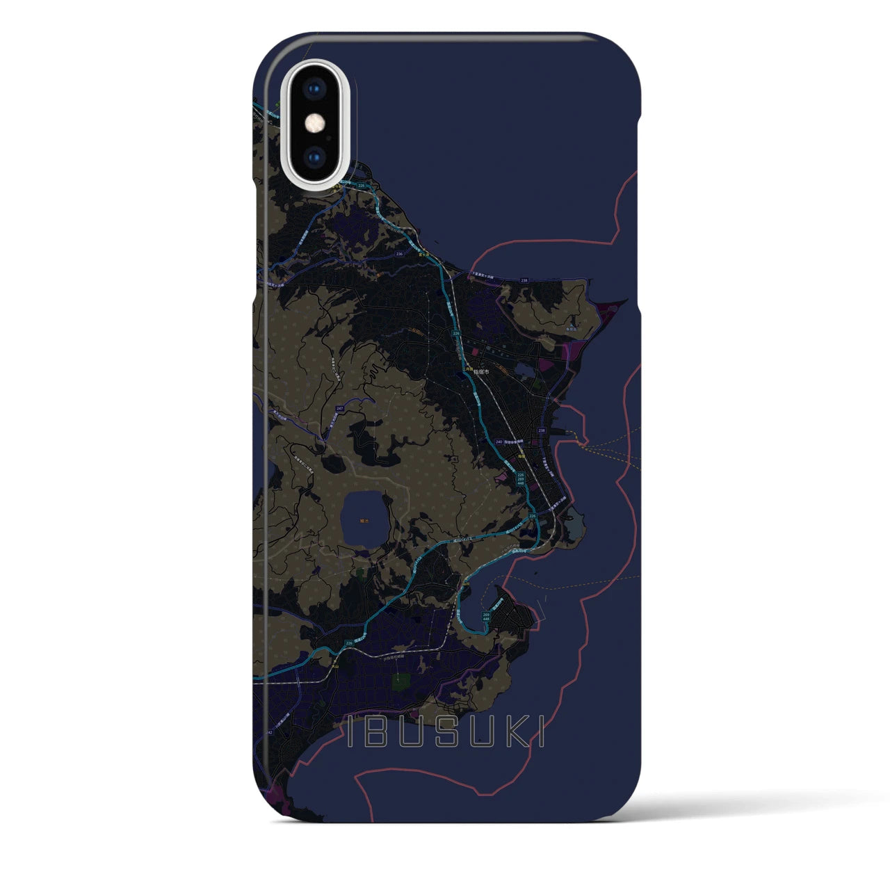 【指宿(鹿児島県)】地図柄iPhoneケース(バックカバータイプ)