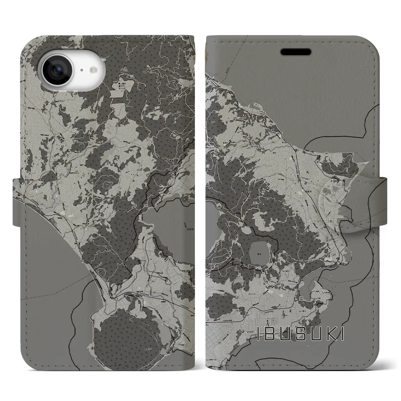 【指宿(鹿児島県)】地図柄iPhoneケース(手帳タイプ)