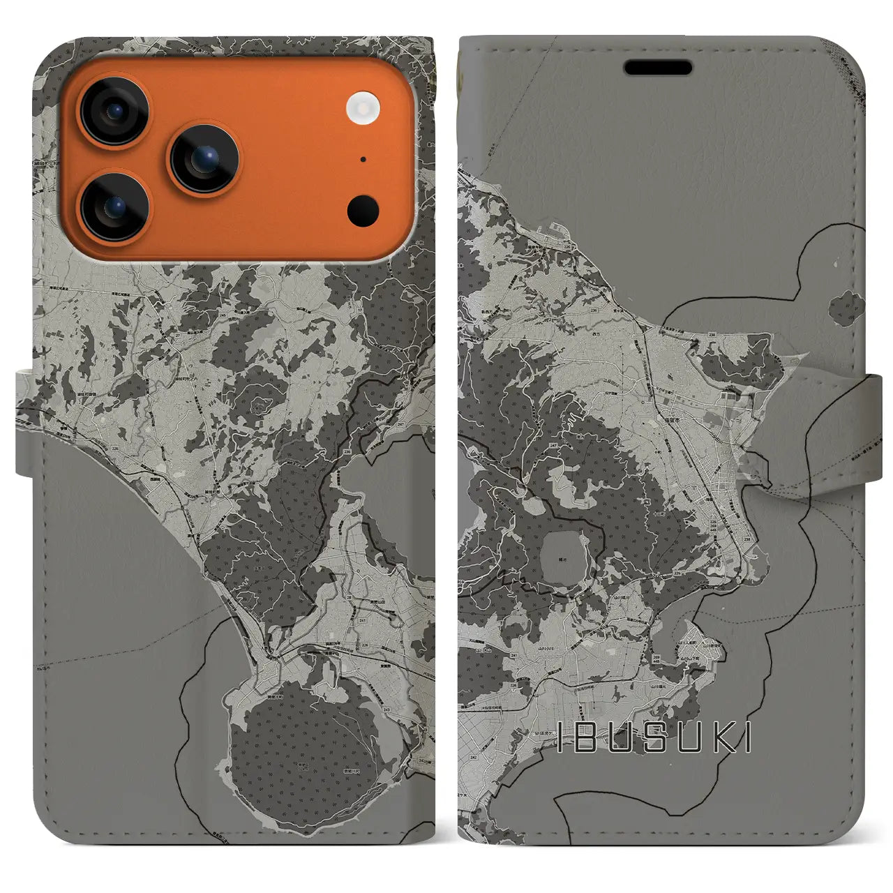 【指宿(鹿児島県)】地図柄iPhoneケース(手帳タイプ)