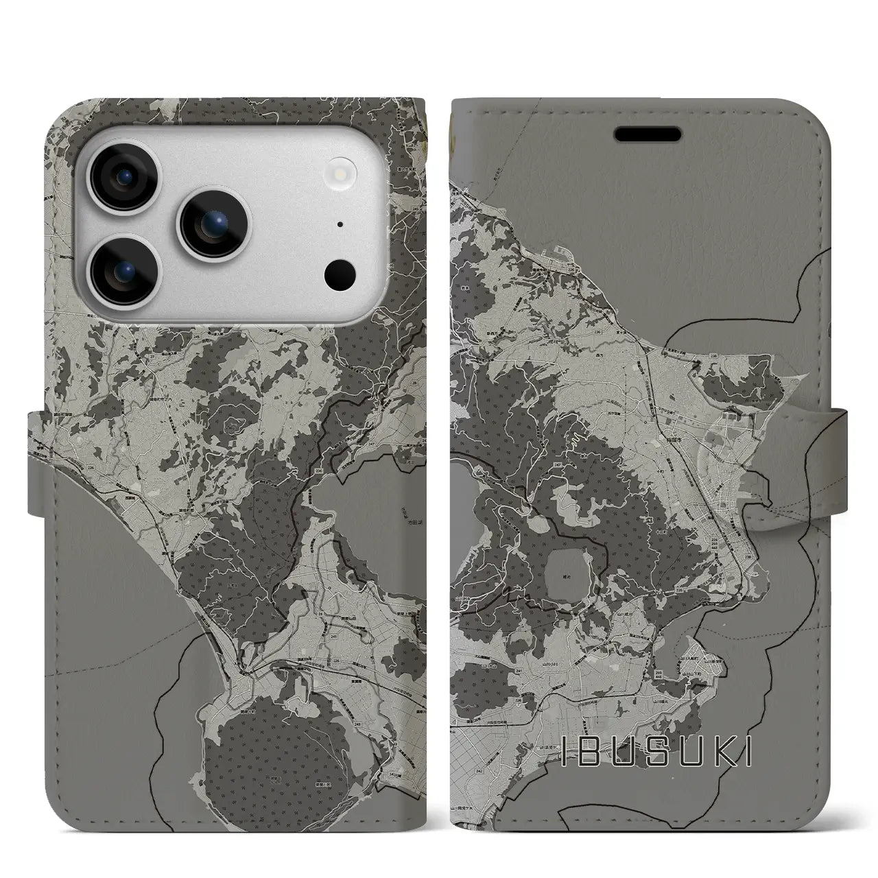 【指宿(鹿児島県)】地図柄iPhoneケース(手帳タイプ)