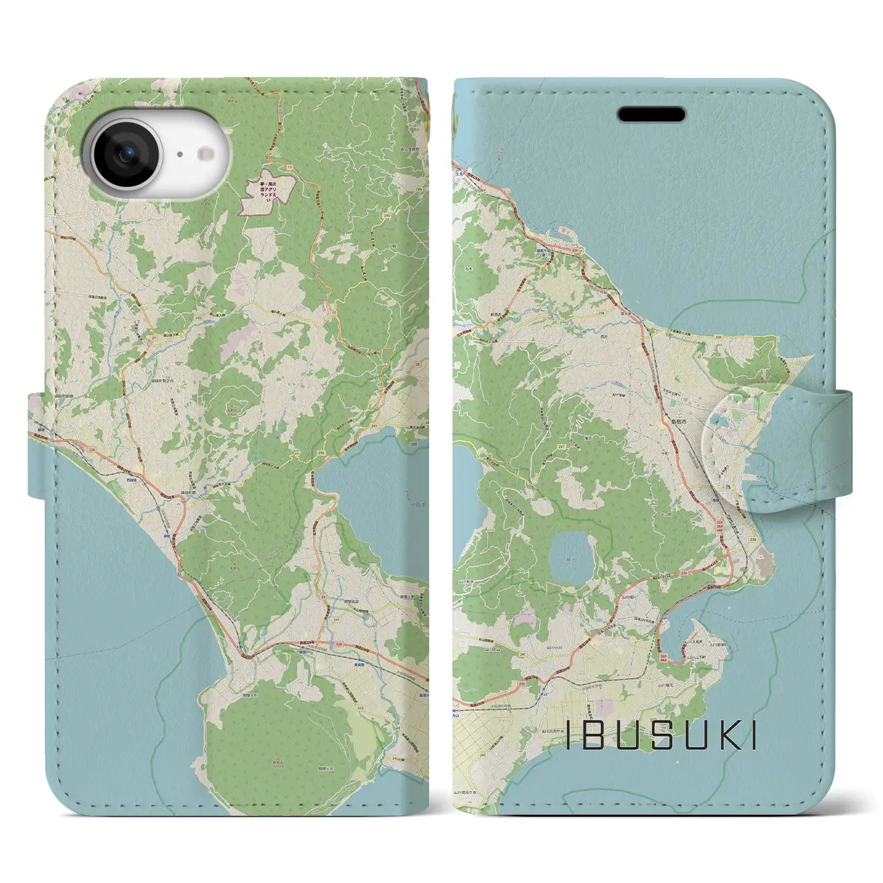 【指宿(鹿児島県)】地図柄iPhoneケース(手帳タイプ)