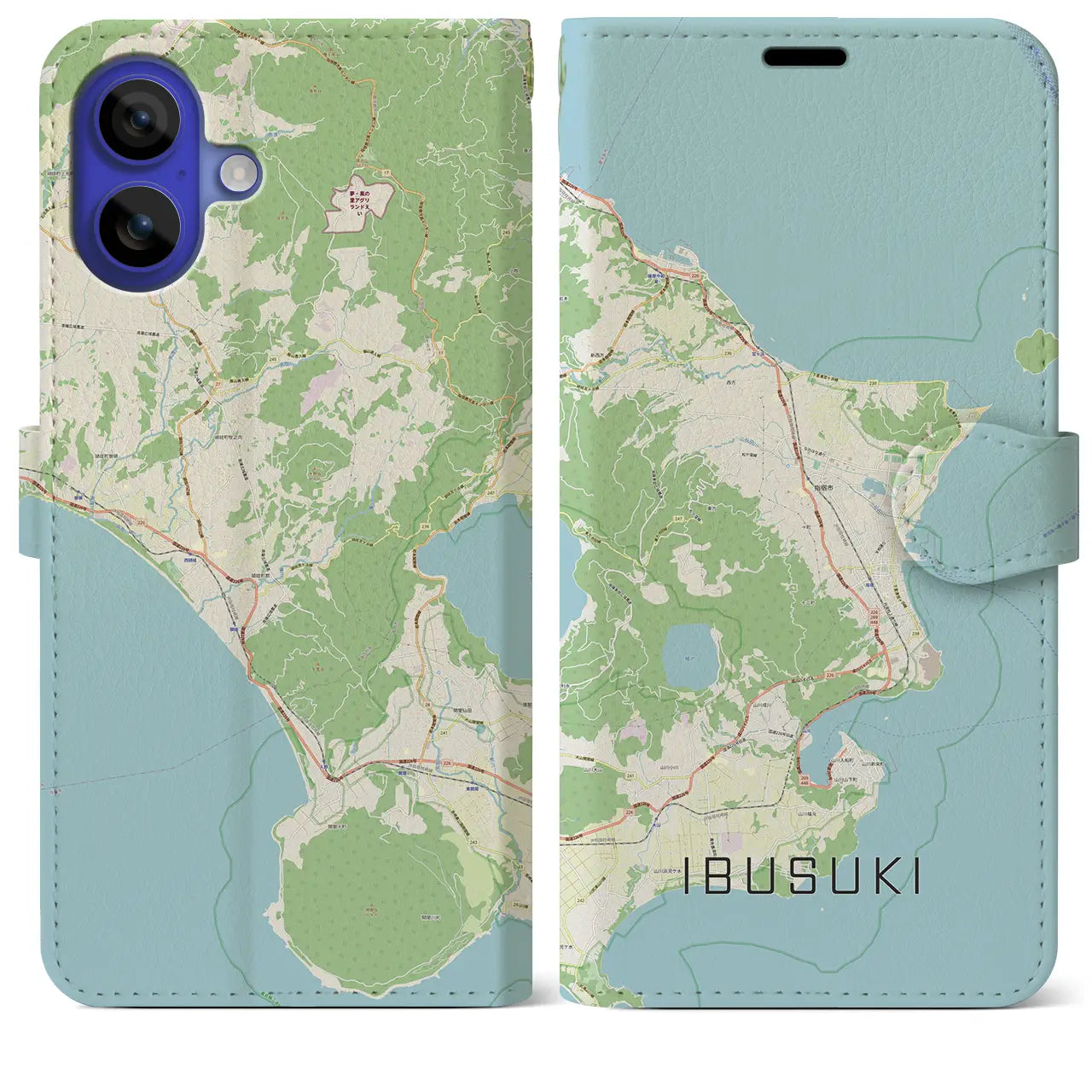 【指宿(鹿児島県)】地図柄iPhoneケース(手帳タイプ)ナチュラル・iPhone 16 Pro Max 用