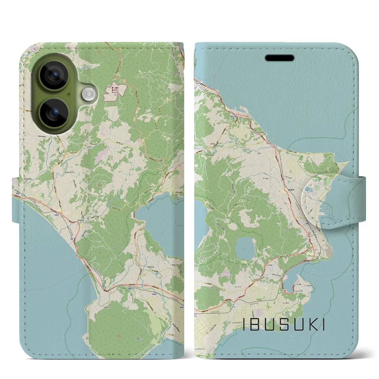 【指宿(鹿児島県)】地図柄iPhoneケース(手帳タイプ)