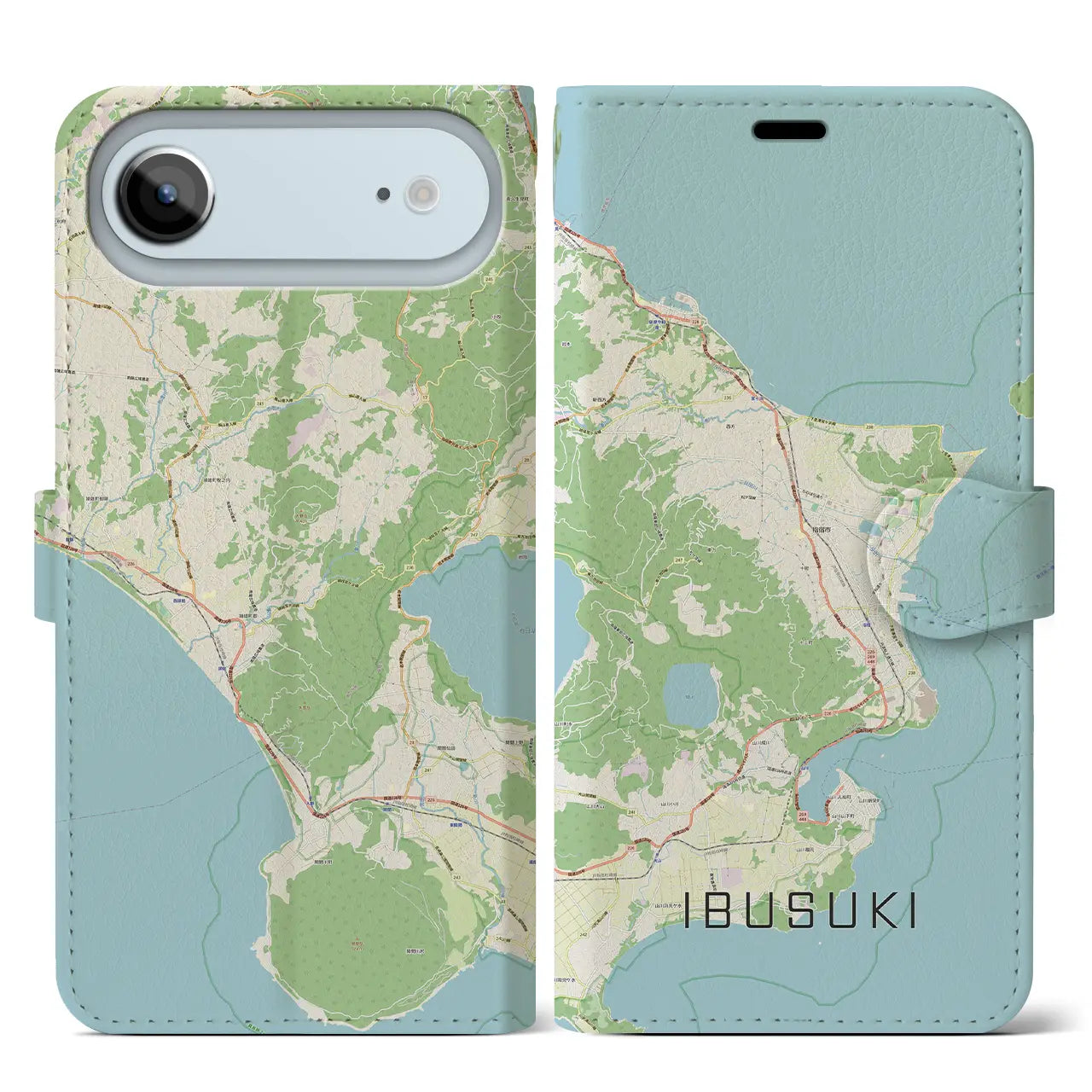 【指宿(鹿児島県)】地図柄iPhoneケース(手帳タイプ)モノトーン・iPhone 17 Pro Max 用