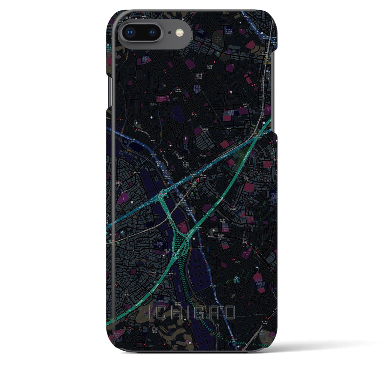 【市が尾(神奈川県)】地図柄iPhoneケース(バックカバータイプ)