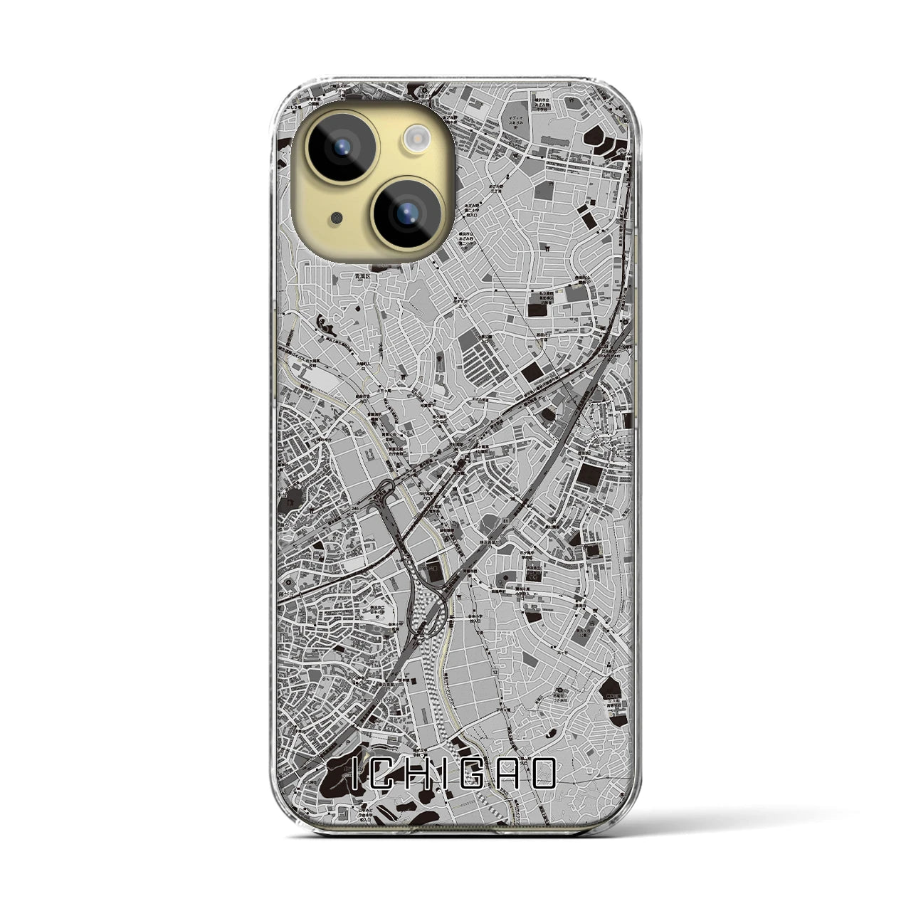 【市が尾(神奈川県)】地図柄iPhoneケース(クリアタイプ)