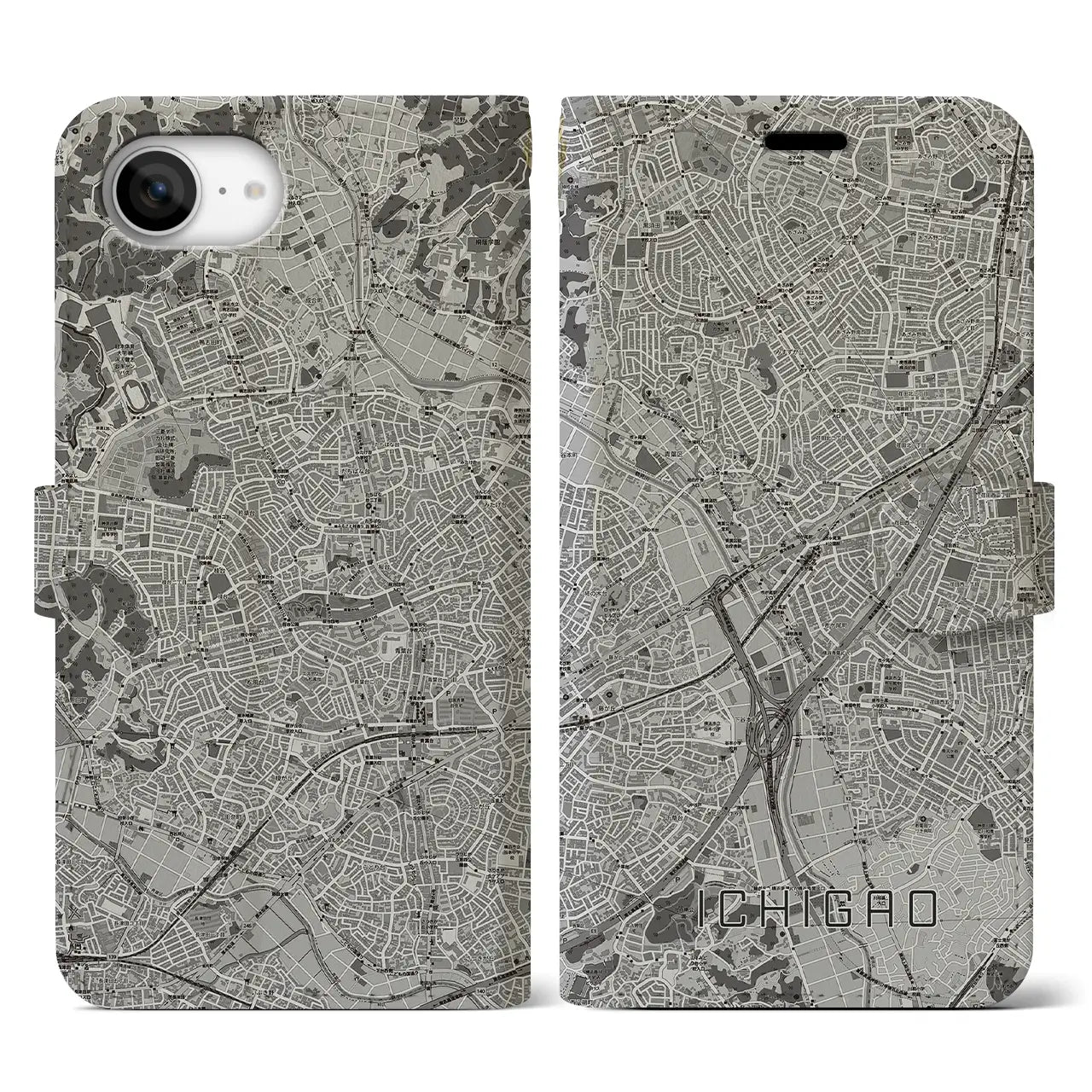 【市が尾(神奈川県)】地図柄iPhoneケース(手帳タイプ)