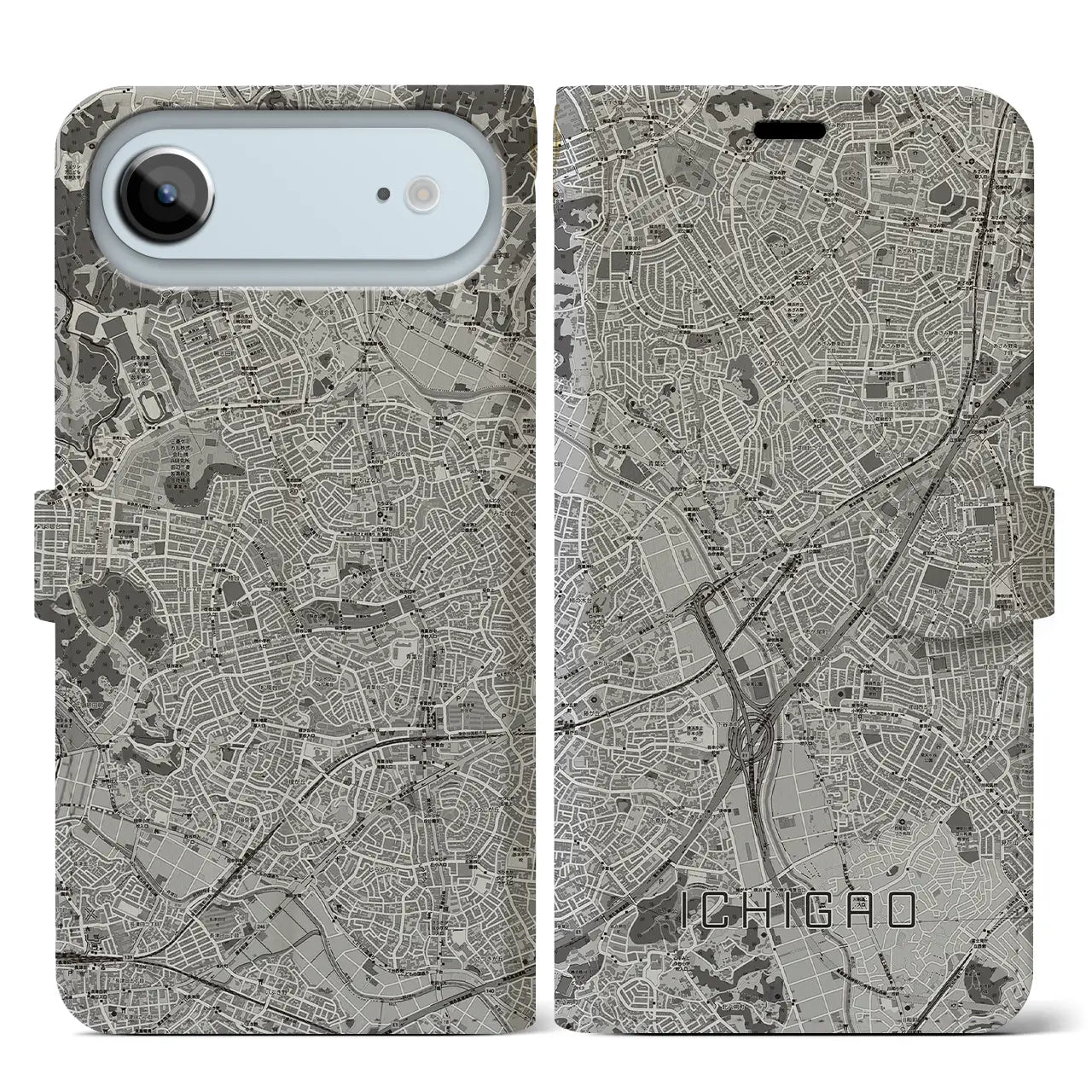 【市が尾(神奈川県)】地図柄iPhoneケース(手帳タイプ)