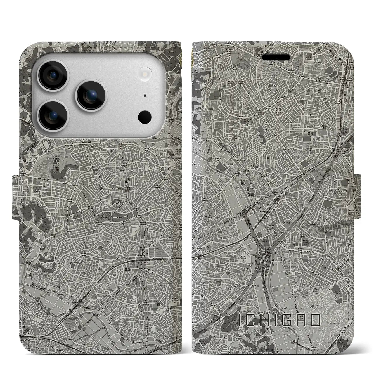 【市が尾(神奈川県)】地図柄iPhoneケース(手帳タイプ)