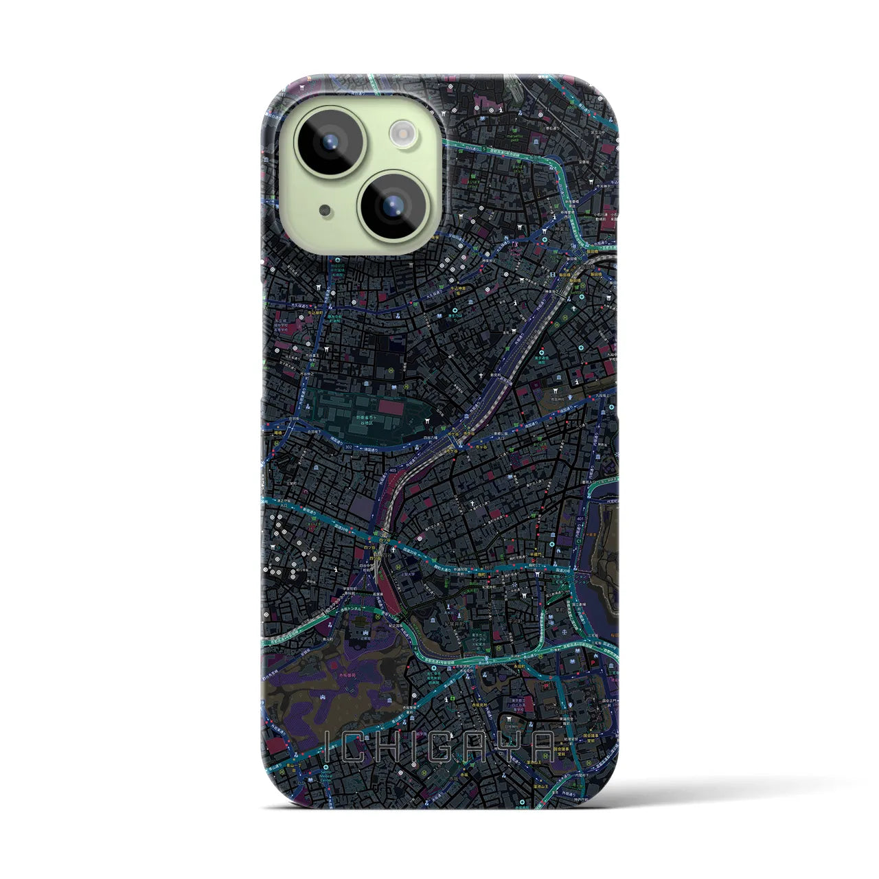 【市ケ谷(東京都)】地図柄iPhoneケース(バックカバータイプ)