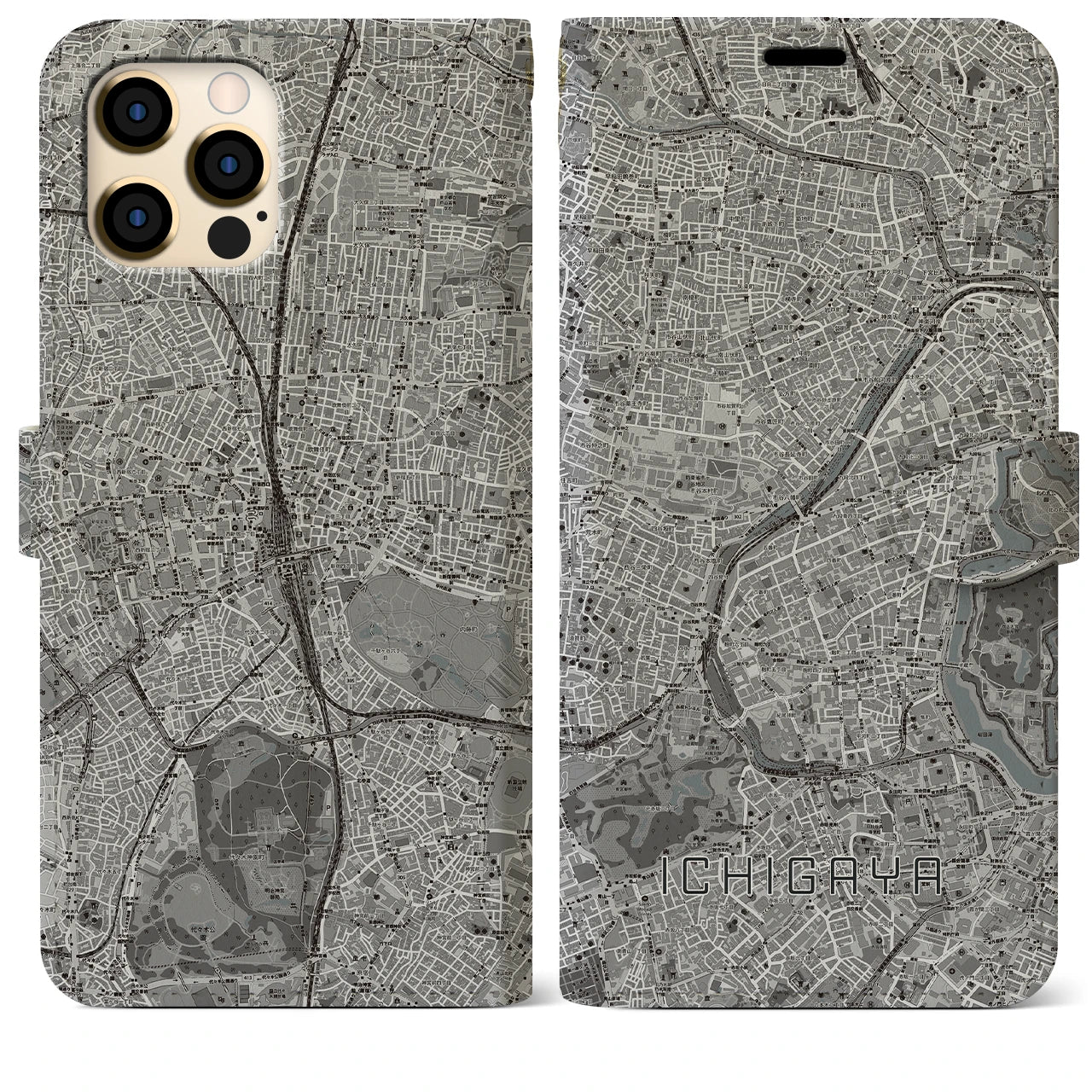 【市ケ谷(東京都)】地図柄iPhoneケース(手帳タイプ)