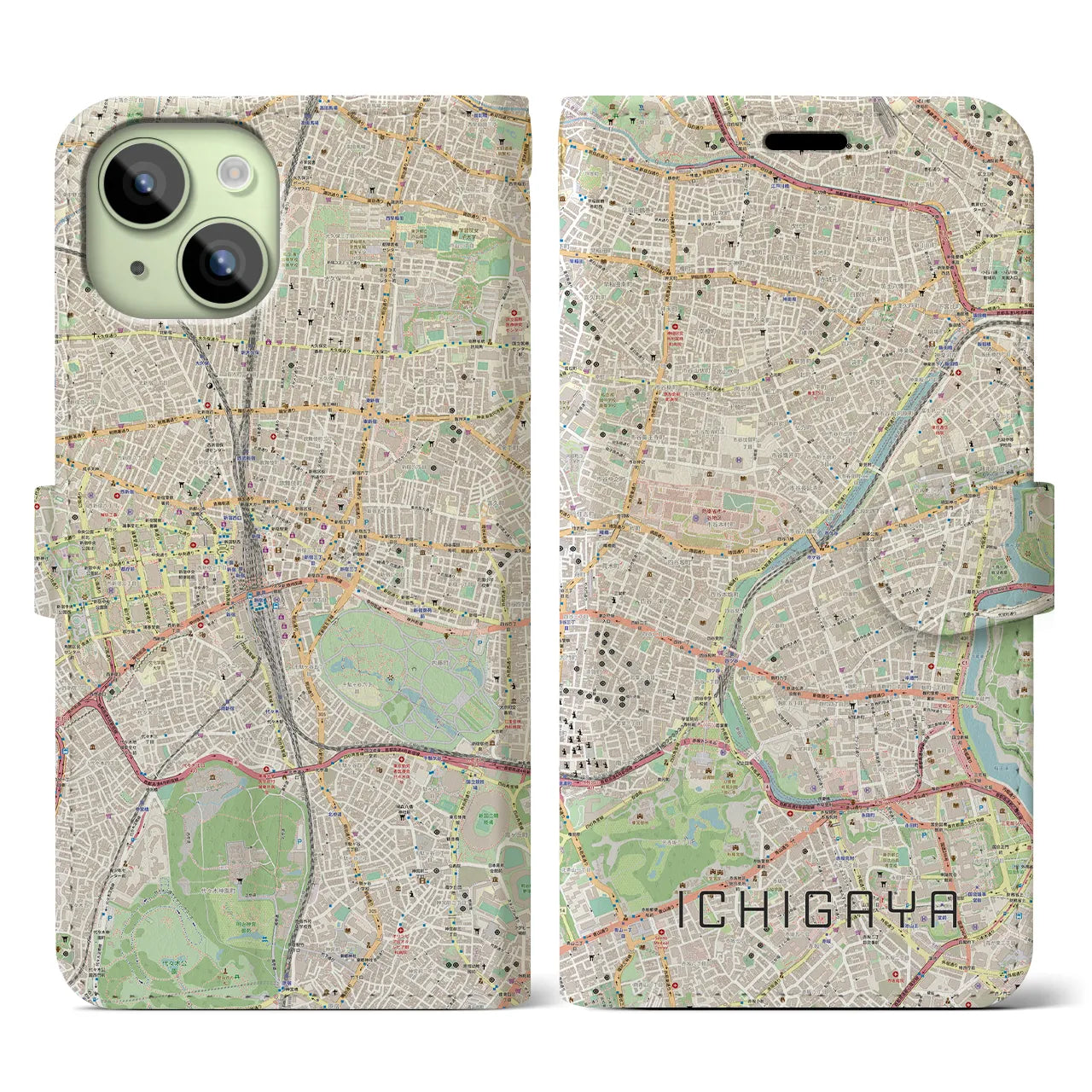 【市ケ谷(東京都)】地図柄iPhoneケース(手帳タイプ)