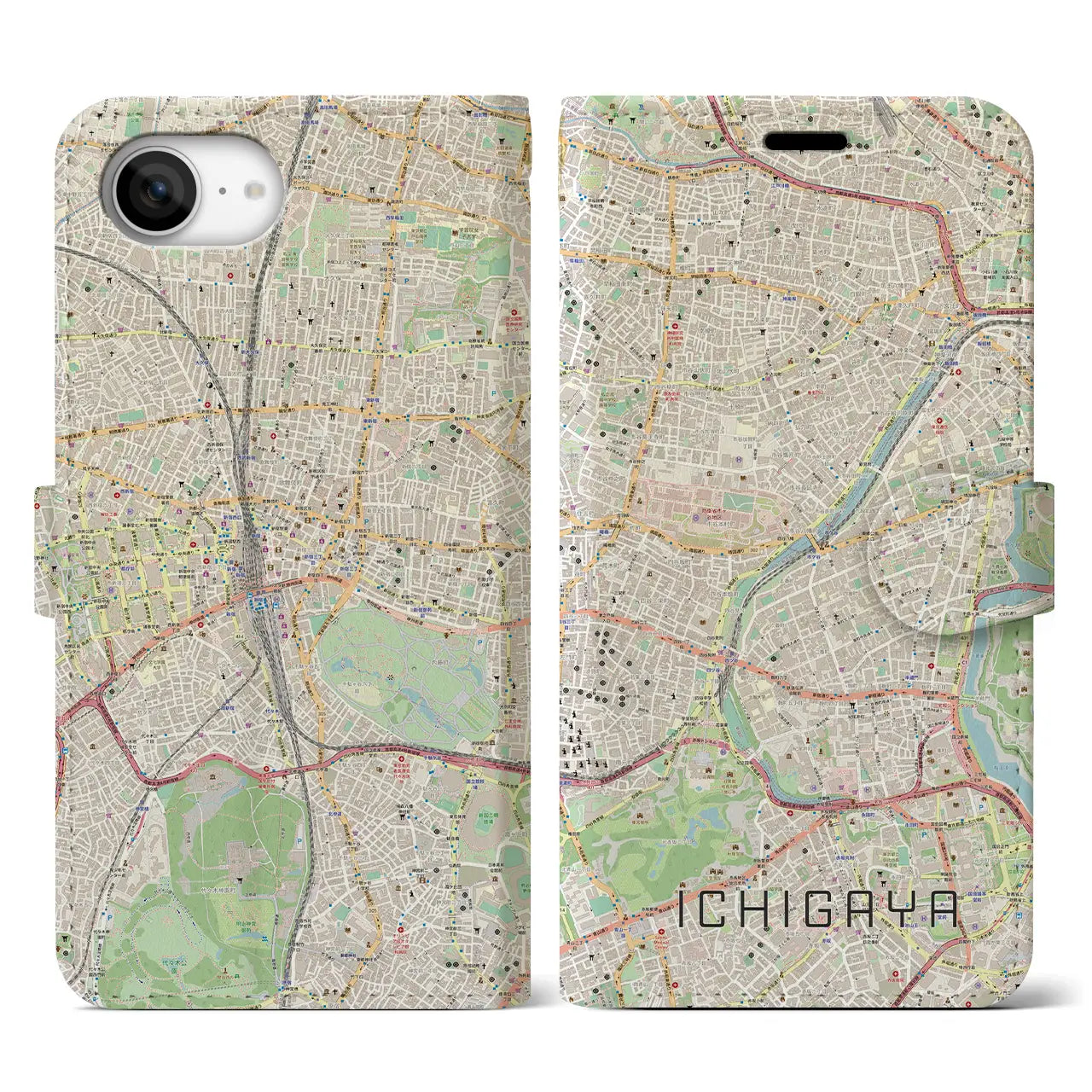 【市ケ谷(東京都)】地図柄iPhoneケース(手帳タイプ)