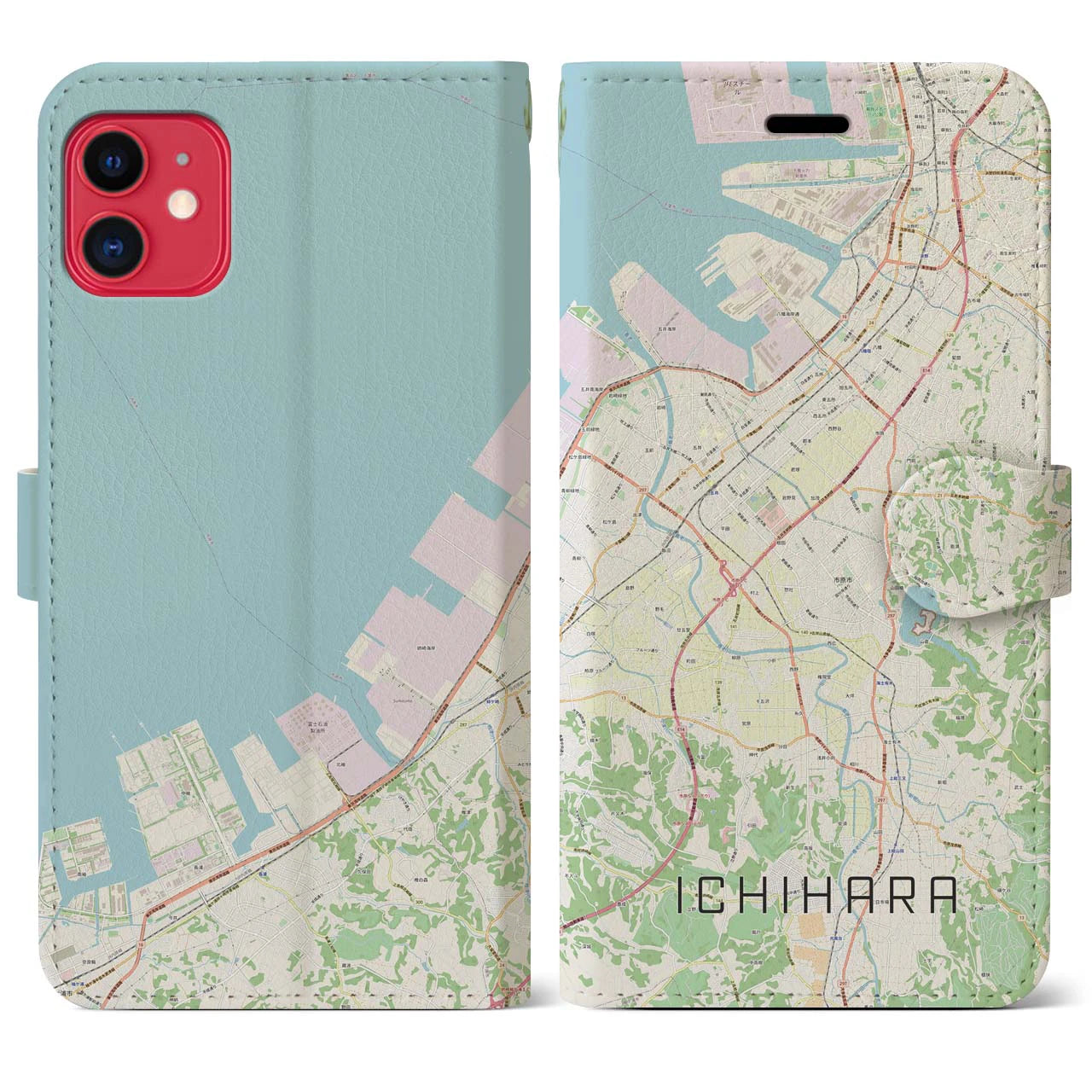 【市原(千葉県)】地図柄iPhoneケース(手帳タイプ)ナチュラル・iPhone 11 用