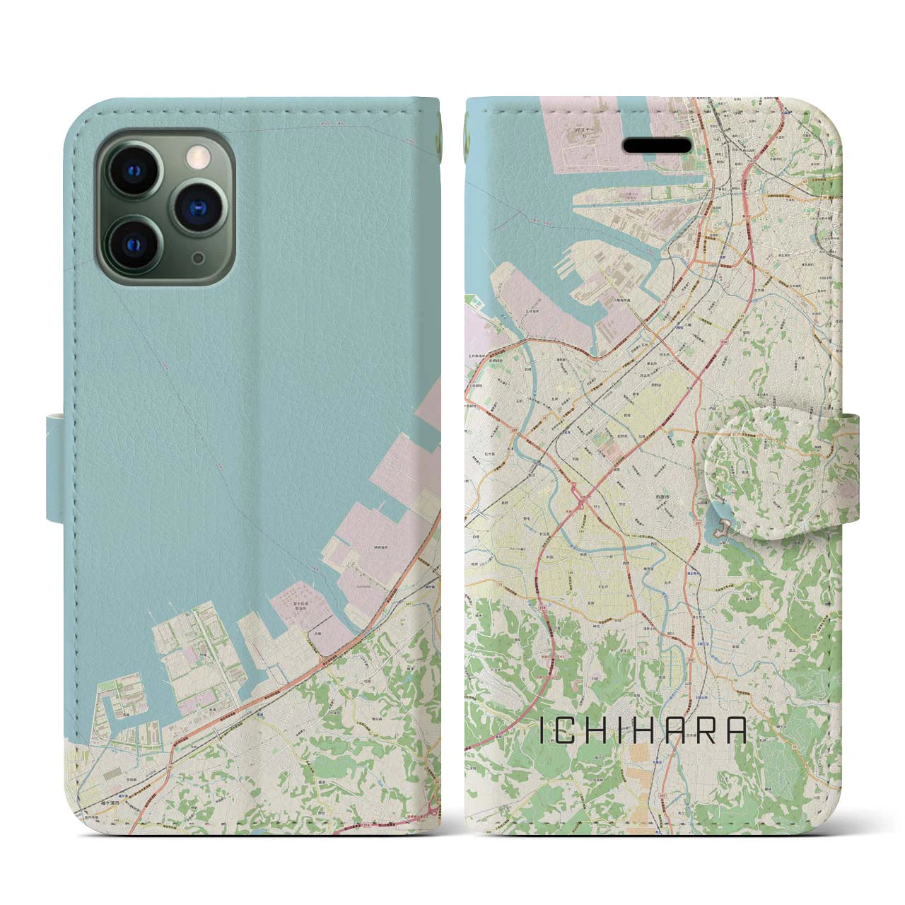 【市原(千葉県)】地図柄iPhoneケース(手帳タイプ)ナチュラル・iPhone 11 Pro 用