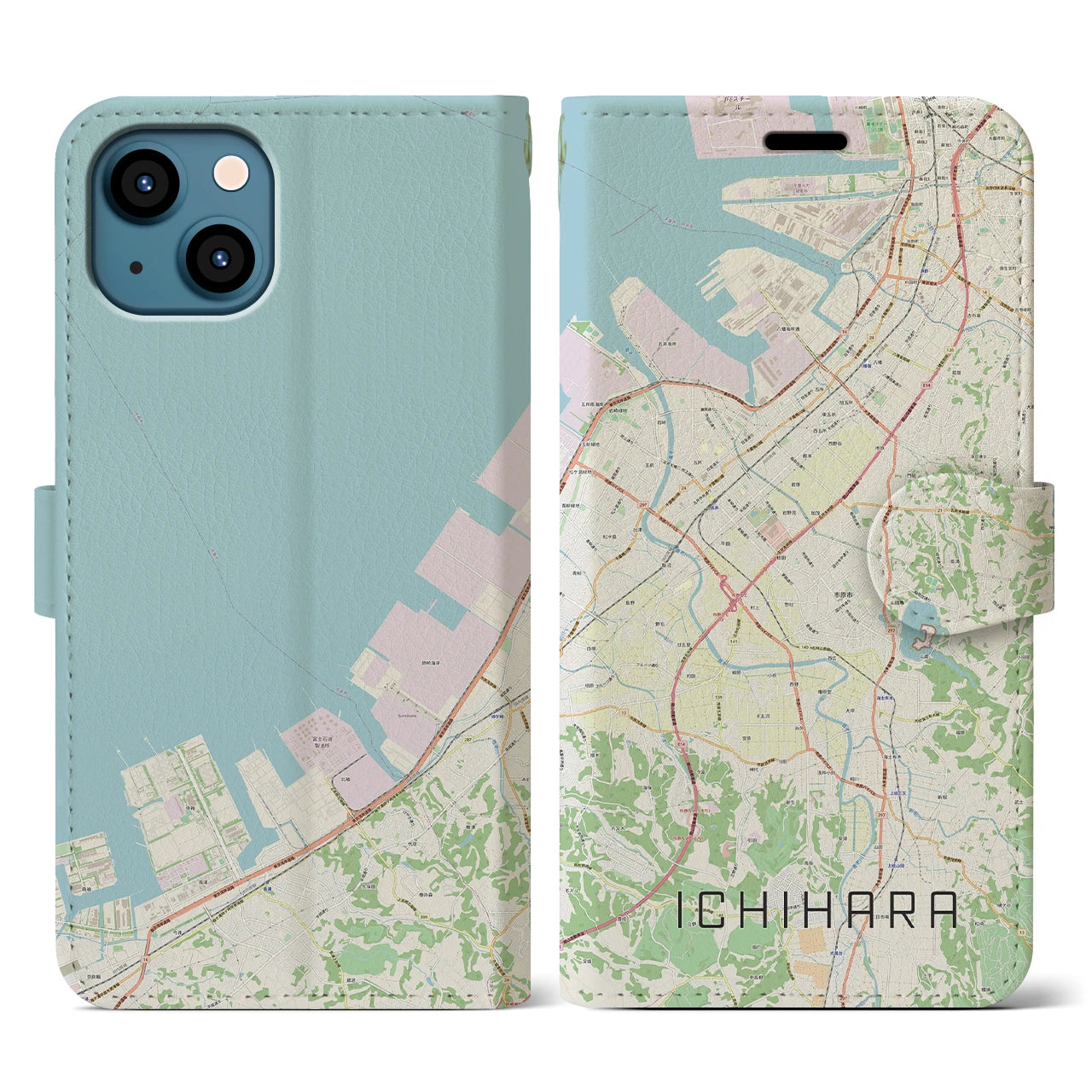 【市原(千葉県)】地図柄iPhoneケース(手帳タイプ)ナチュラル・iPhone 13 用