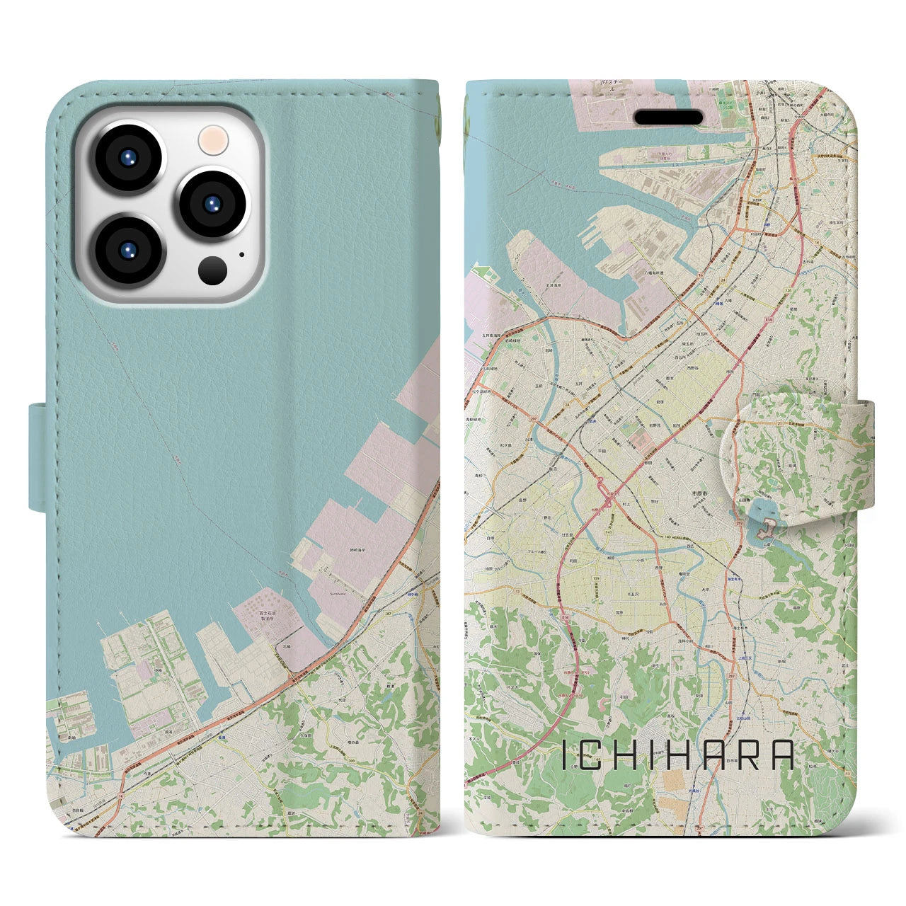【市原(千葉県)】地図柄iPhoneケース(手帳タイプ)ナチュラル・iPhone 13 Pro 用