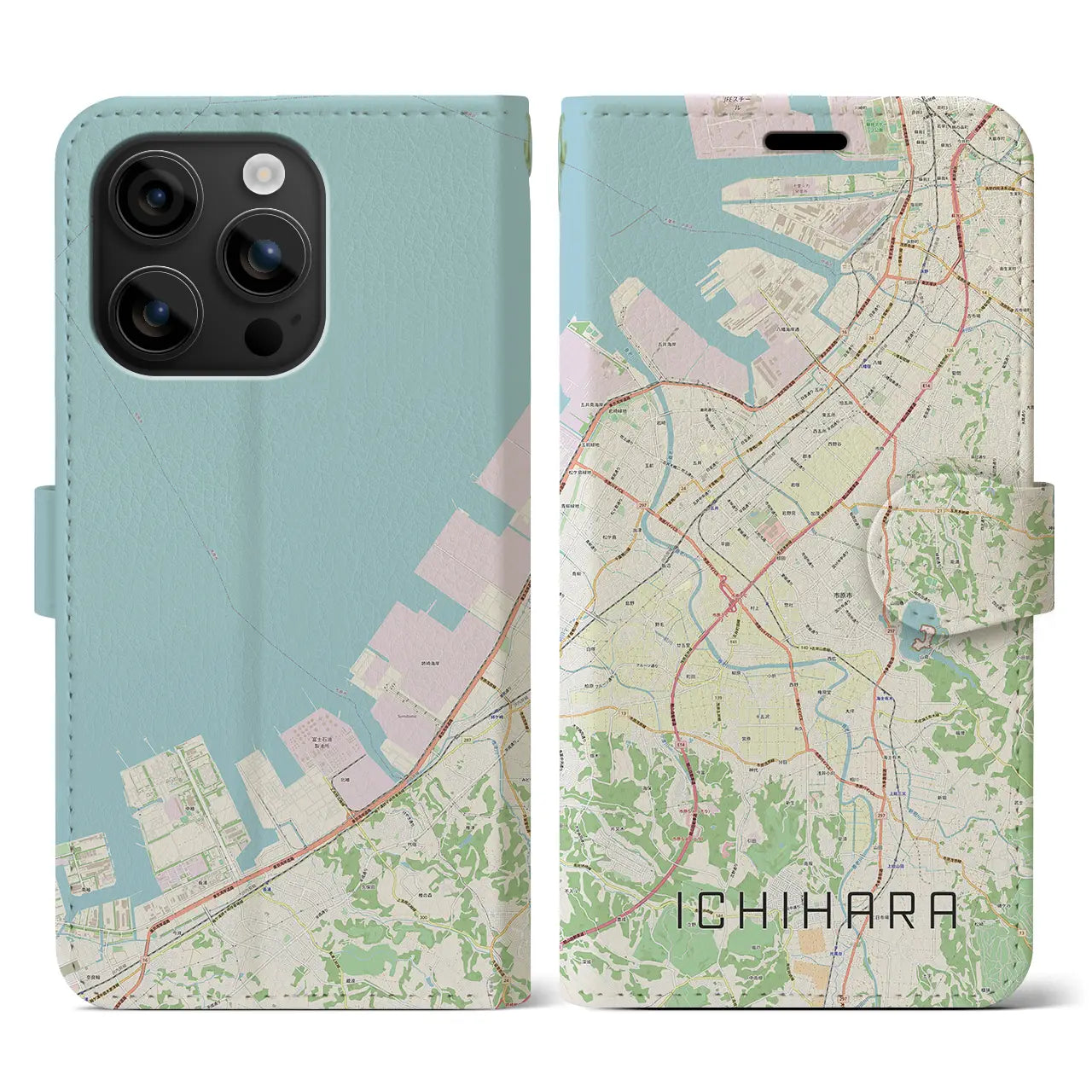 【市原(千葉県)】地図柄iPhoneケース(手帳タイプ)ナチュラル・iPhone 16 用