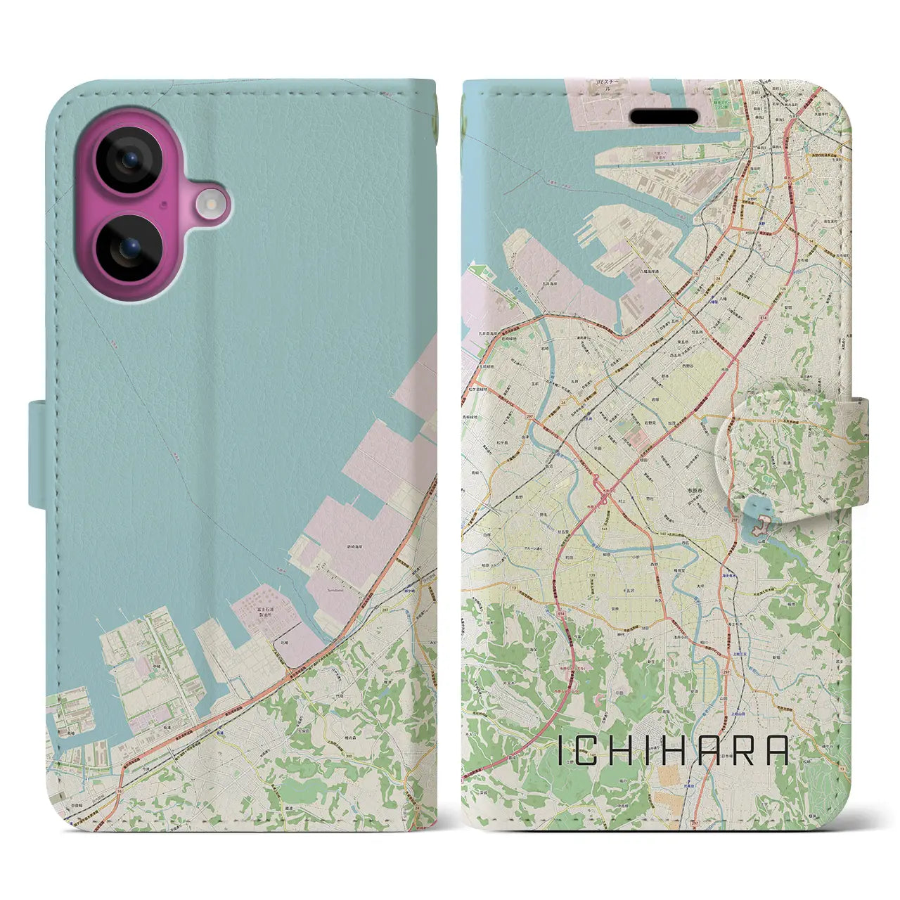 【市原(千葉県)】地図柄iPhoneケース(手帳タイプ)ナチュラル・iPhone 16 Pro 用