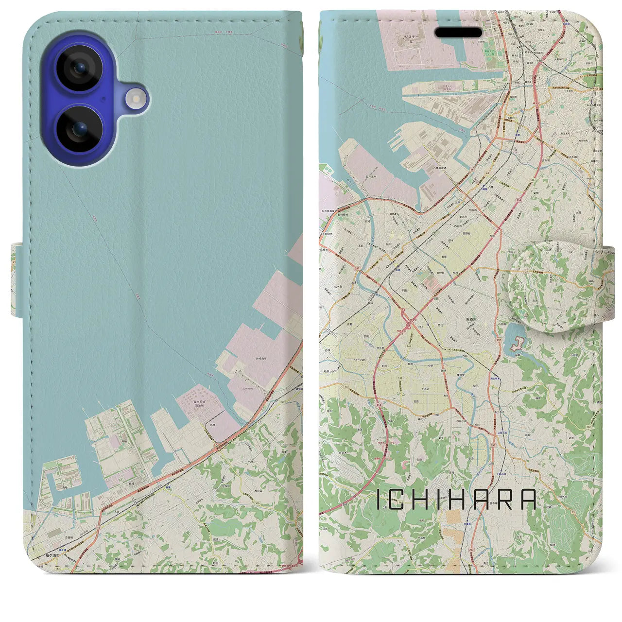 【市原(千葉県)】地図柄iPhoneケース(手帳タイプ)ナチュラル・iPhone 16 Pro Max 用