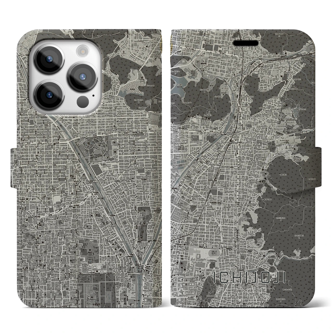 【一乗寺(京都府)】地図柄iPhoneケース(手帳タイプ)