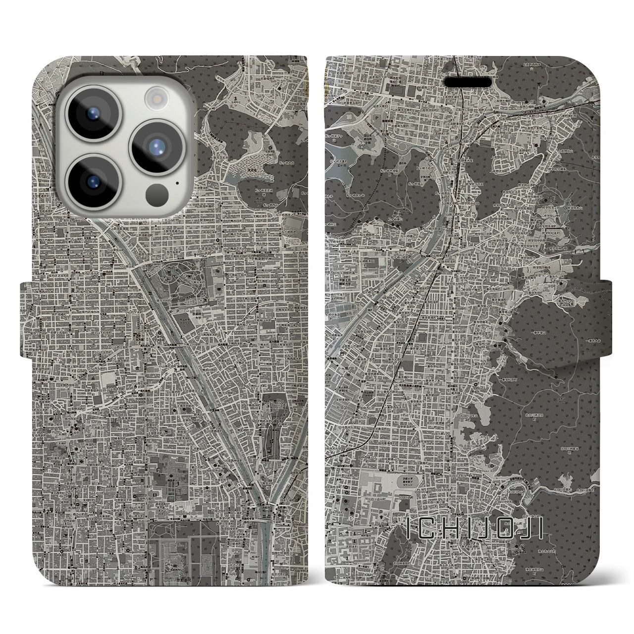 【一乗寺(京都府)】地図柄iPhoneケース(手帳タイプ)