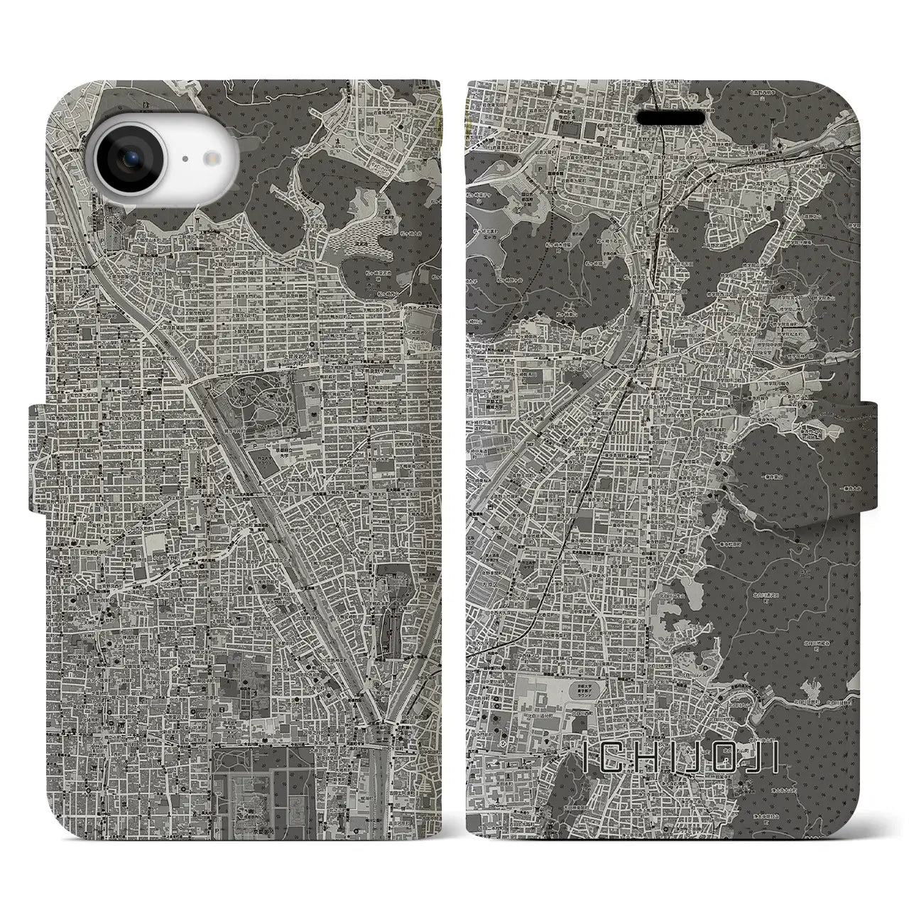 【一乗寺(京都府)】地図柄iPhoneケース(手帳タイプ)