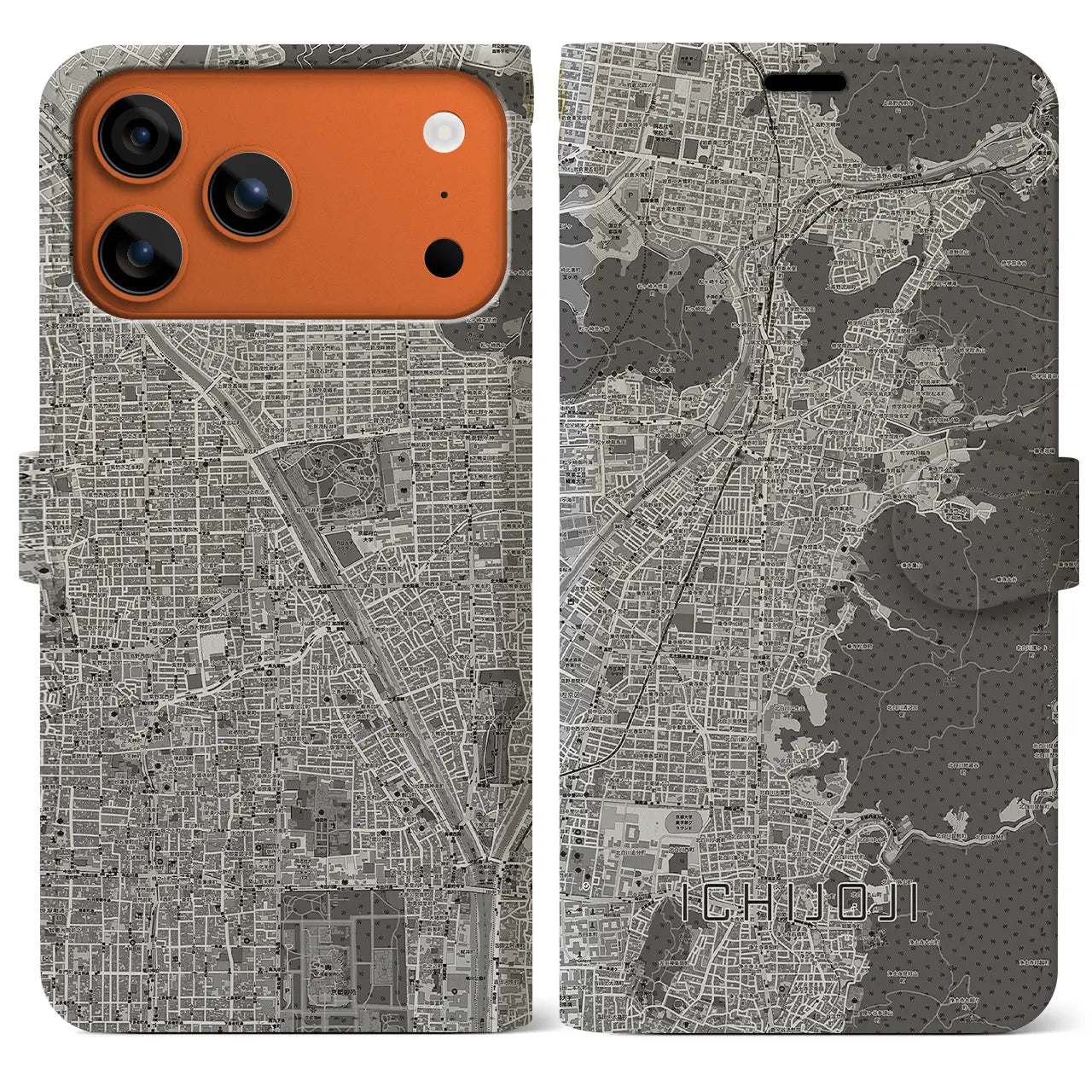 【一乗寺(京都府)】地図柄iPhoneケース(手帳タイプ)