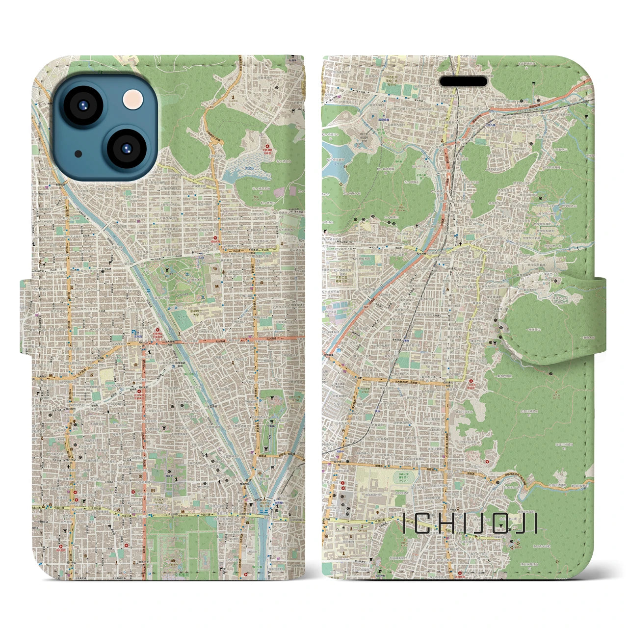 【一乗寺(京都府)】地図柄iPhoneケース(手帳タイプ)