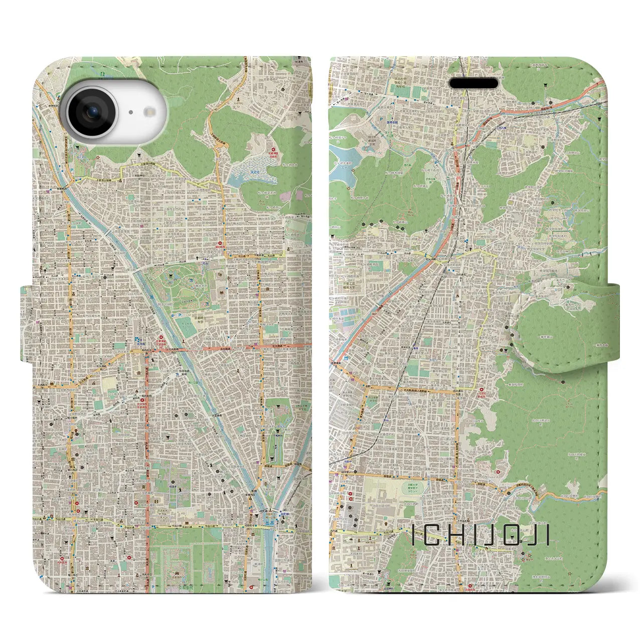 【一乗寺(京都府)】地図柄iPhoneケース(手帳タイプ)