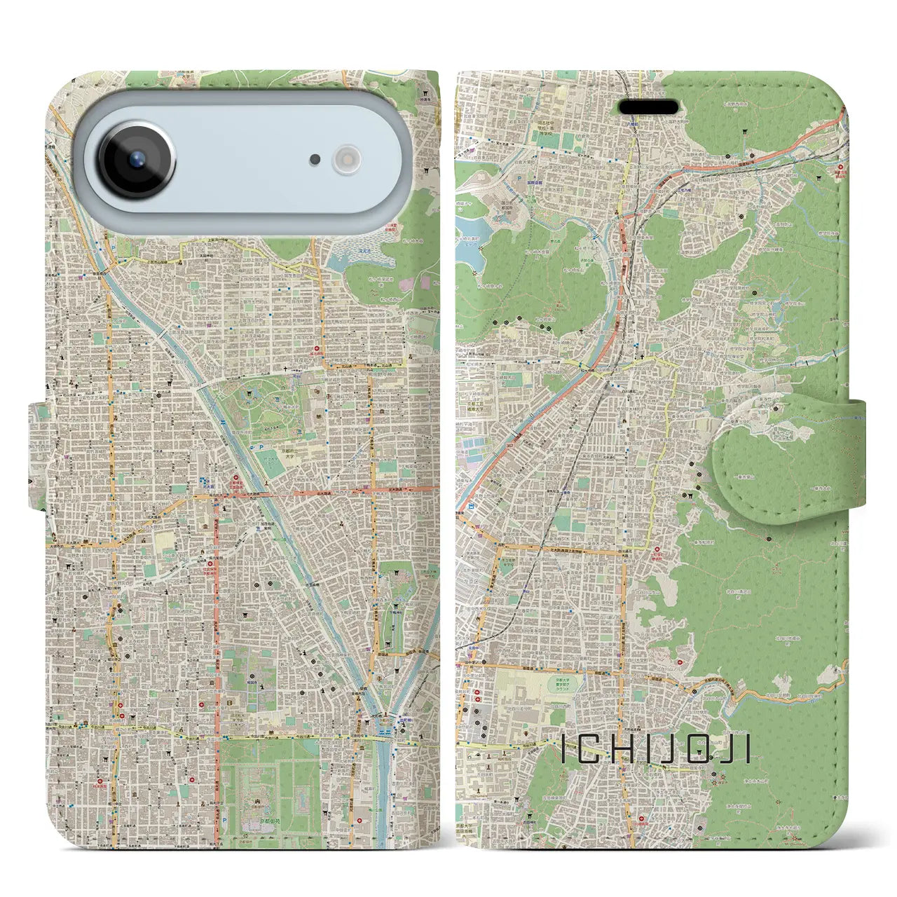 【一乗寺(京都府)】地図柄iPhoneケース(手帳タイプ)