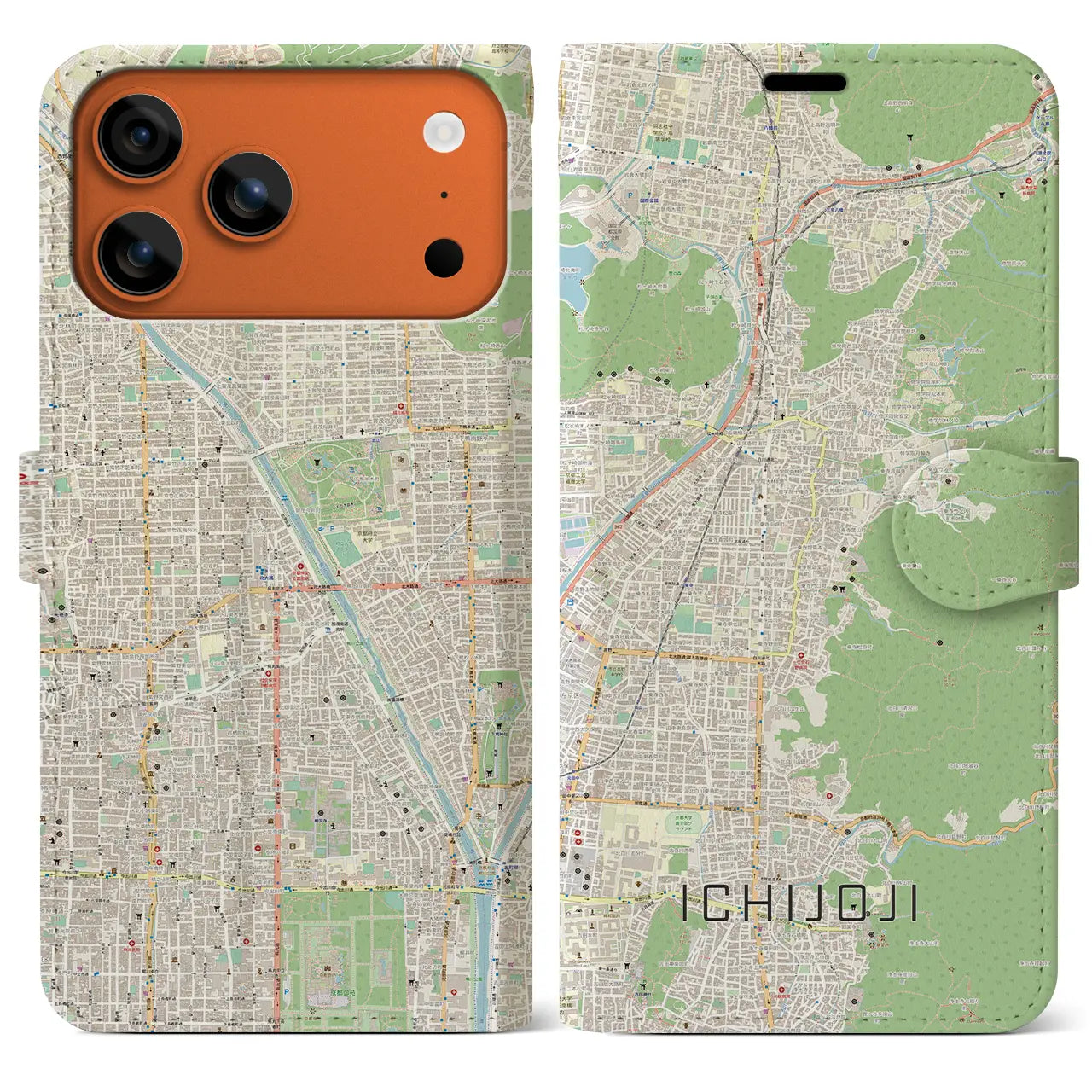 【一乗寺(京都府)】地図柄iPhoneケース(手帳タイプ)