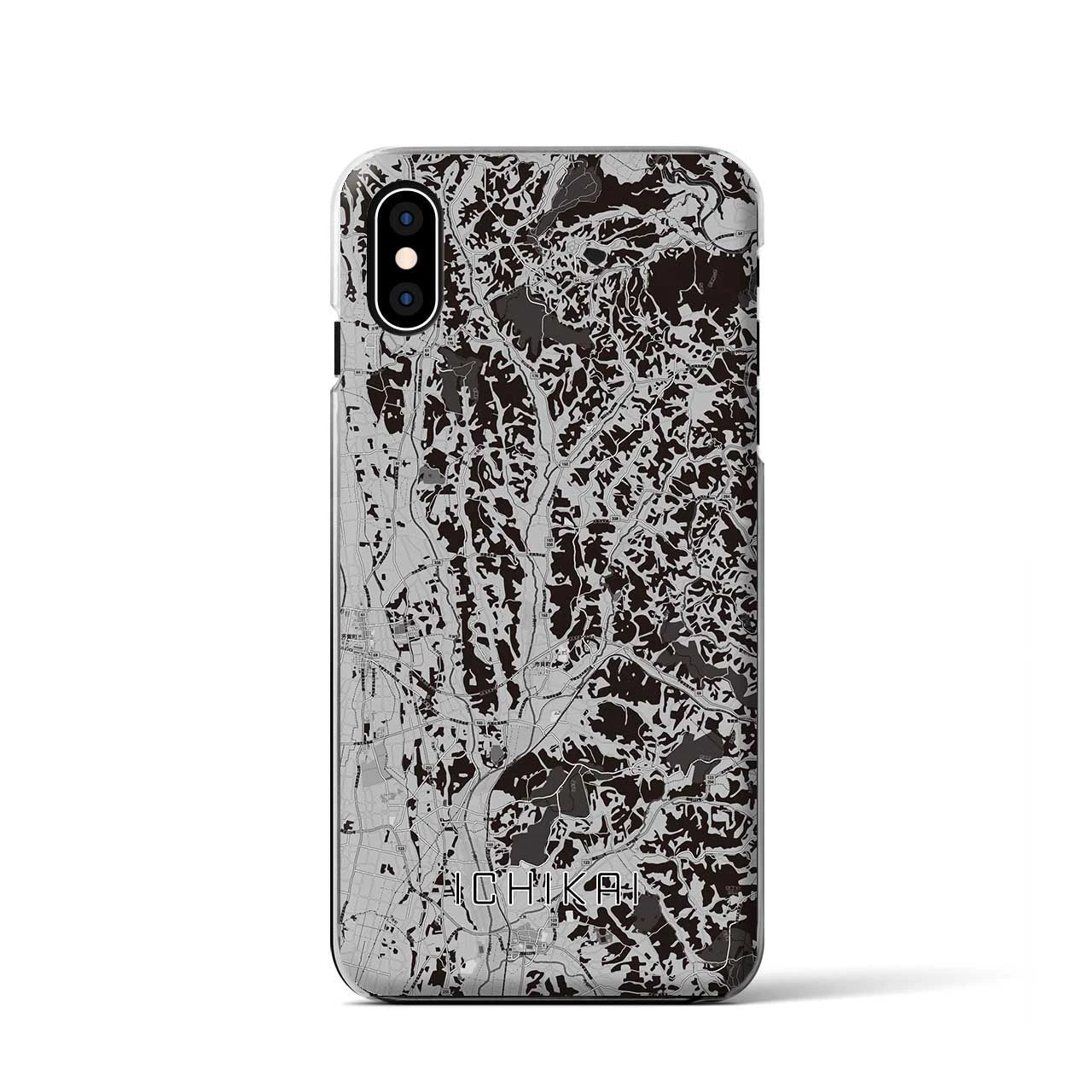 【市貝(栃木県)】地図柄iPhoneケース(クリアタイプ)モノトーン・iPhone XS / X 用