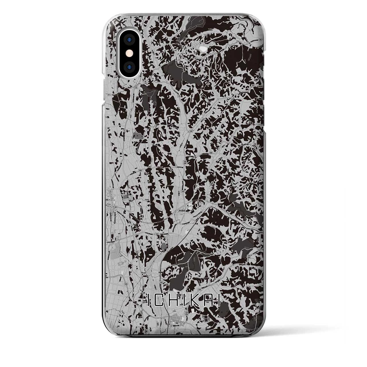【市貝(栃木県)】地図柄iPhoneケース(クリアタイプ)モノトーン・iPhone XS Max 用