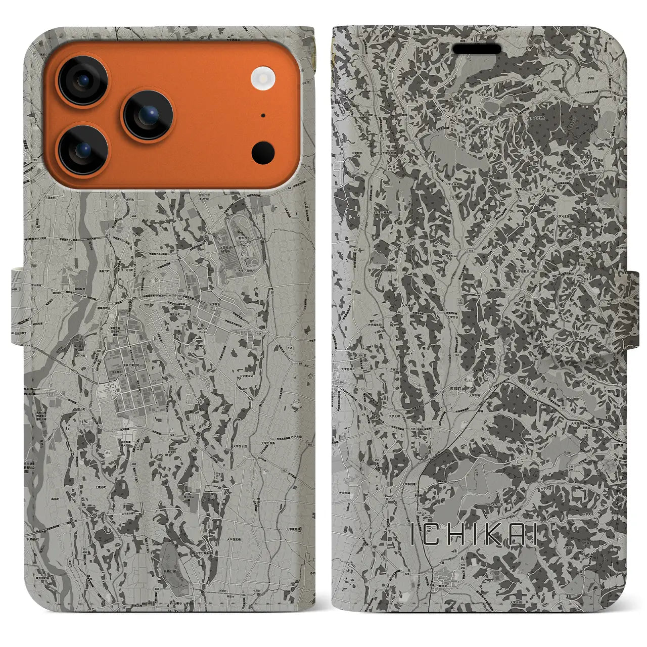 【市貝(栃木県)】地図柄iPhoneケース(手帳タイプ)