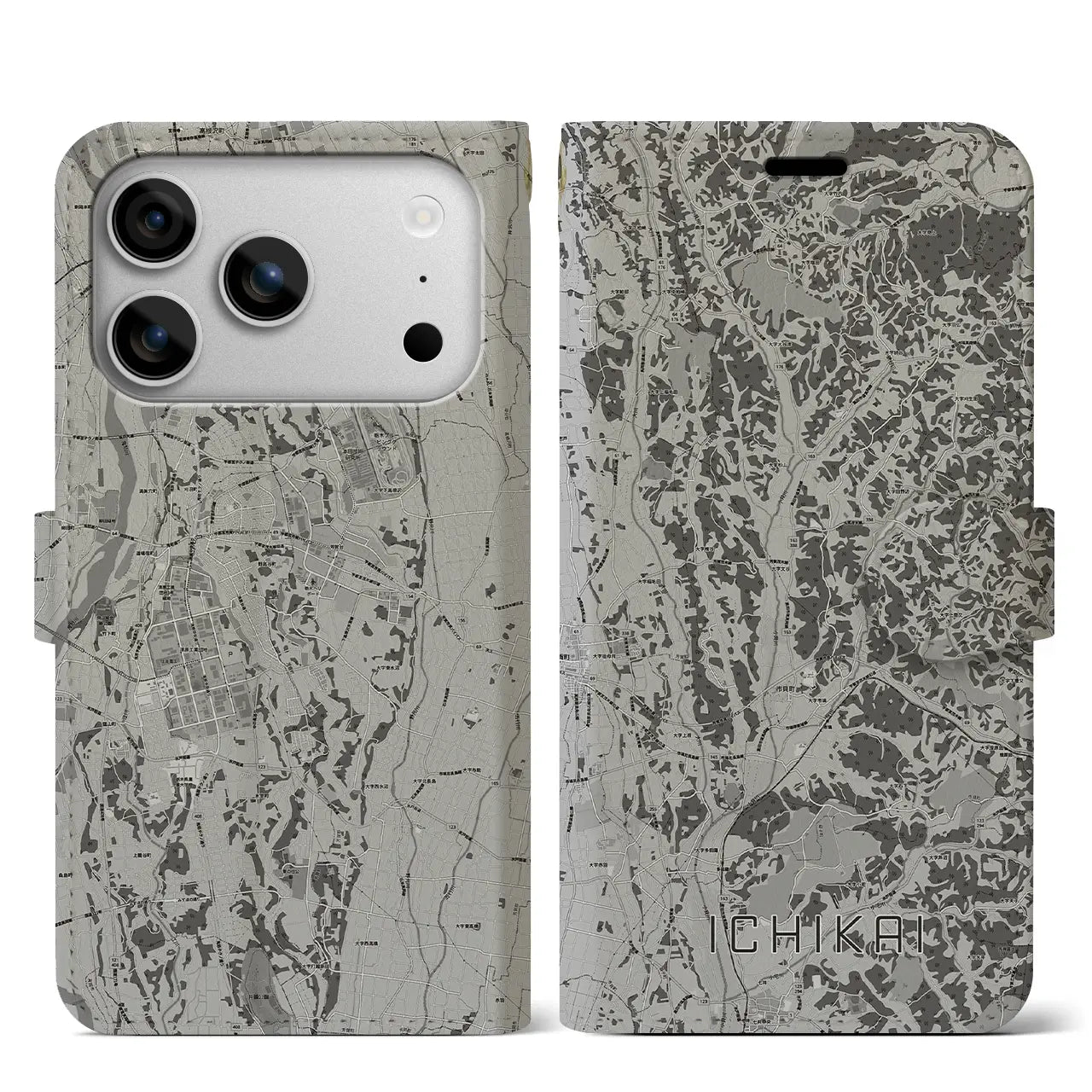 【市貝(栃木県)】地図柄iPhoneケース(手帳タイプ)