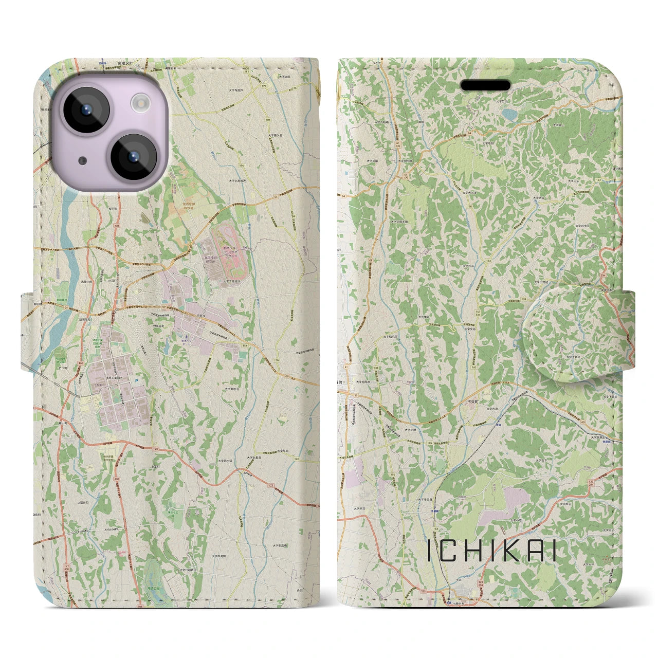 【市貝(栃木県)】地図柄iPhoneケース(手帳タイプ)