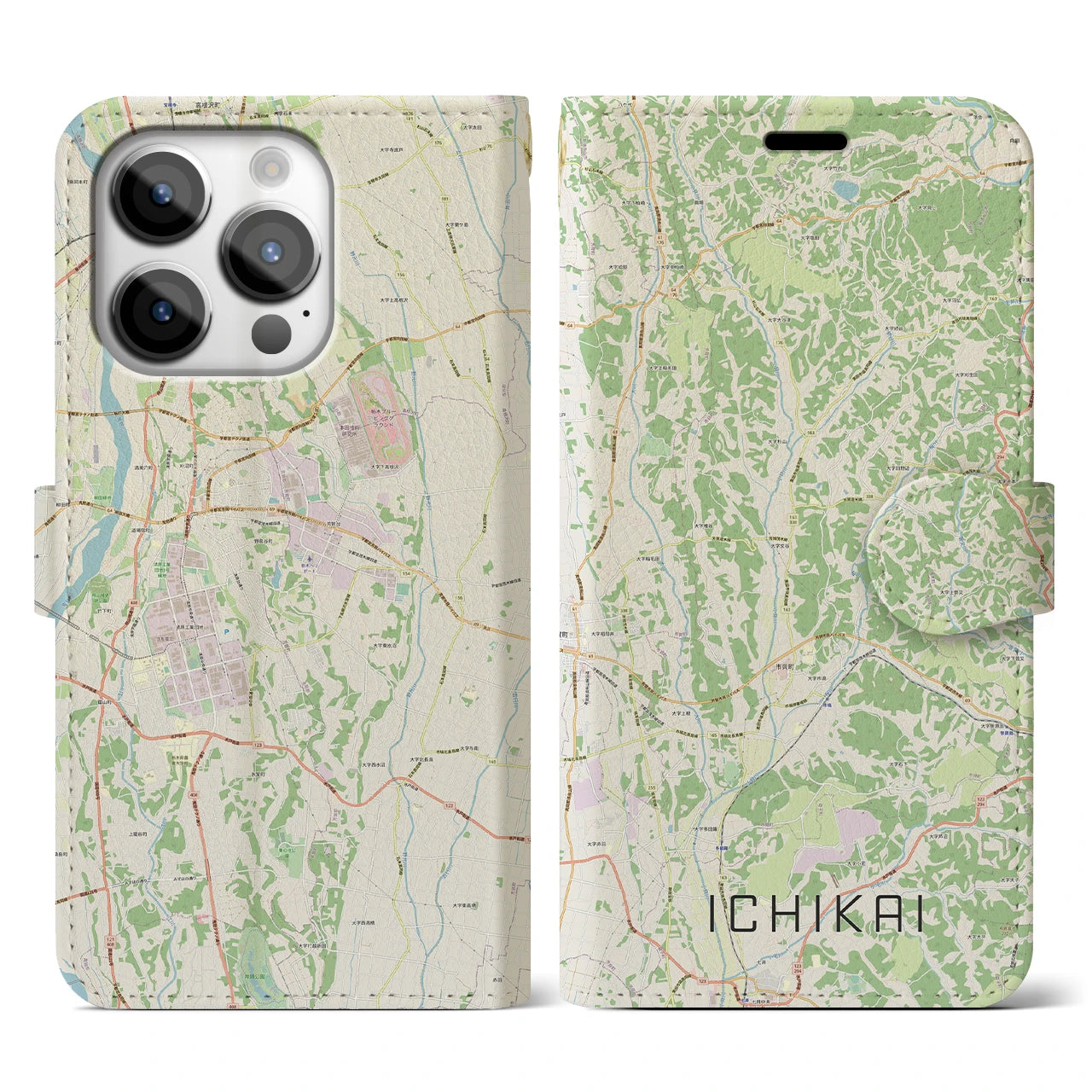 【市貝(栃木県)】地図柄iPhoneケース(手帳タイプ)