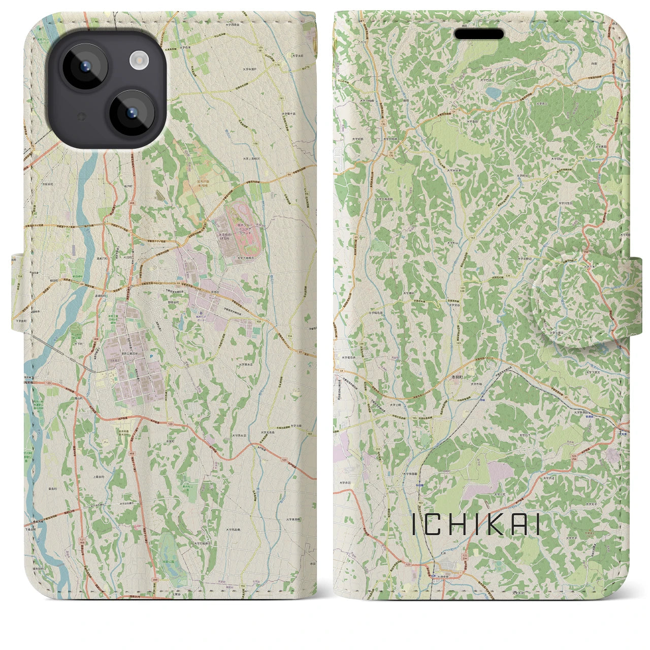 【市貝(栃木県)】地図柄iPhoneケース(手帳タイプ)
