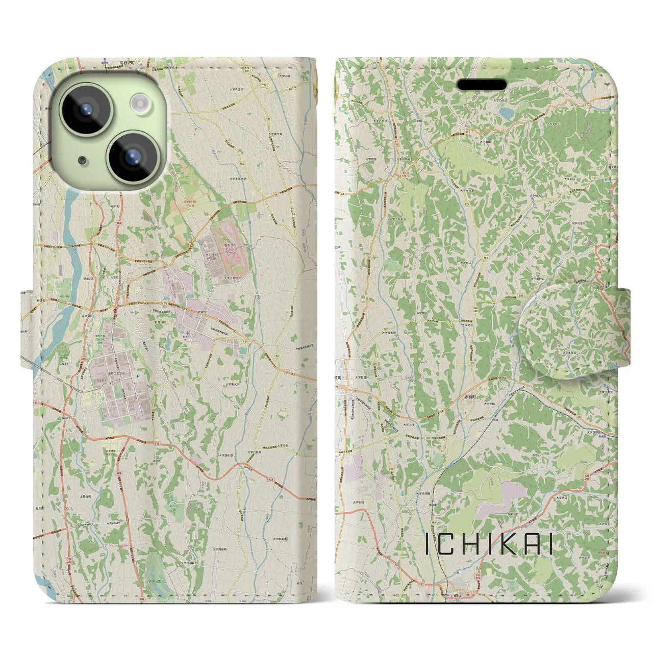 【市貝(栃木県)】地図柄iPhoneケース(手帳タイプ)