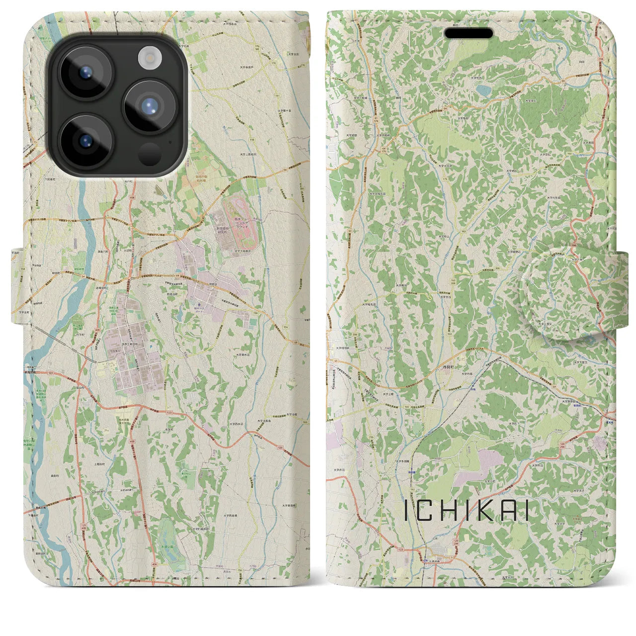 【市貝(栃木県)】地図柄iPhoneケース(手帳タイプ)