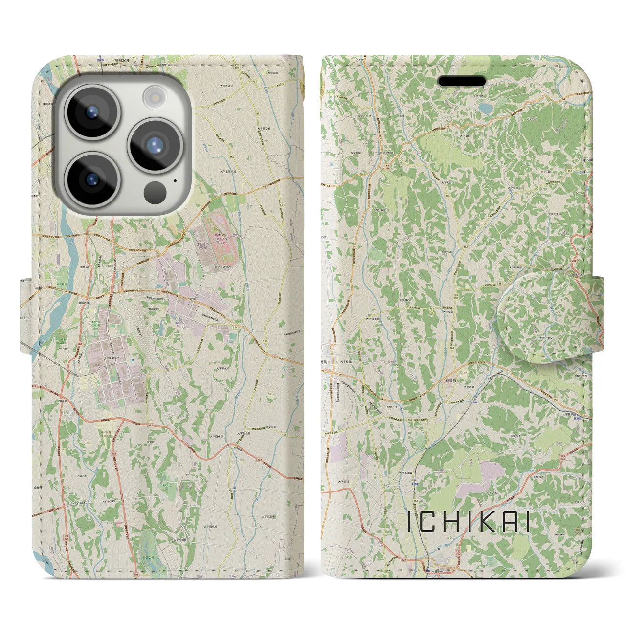 【市貝(栃木県)】地図柄iPhoneケース(手帳タイプ)