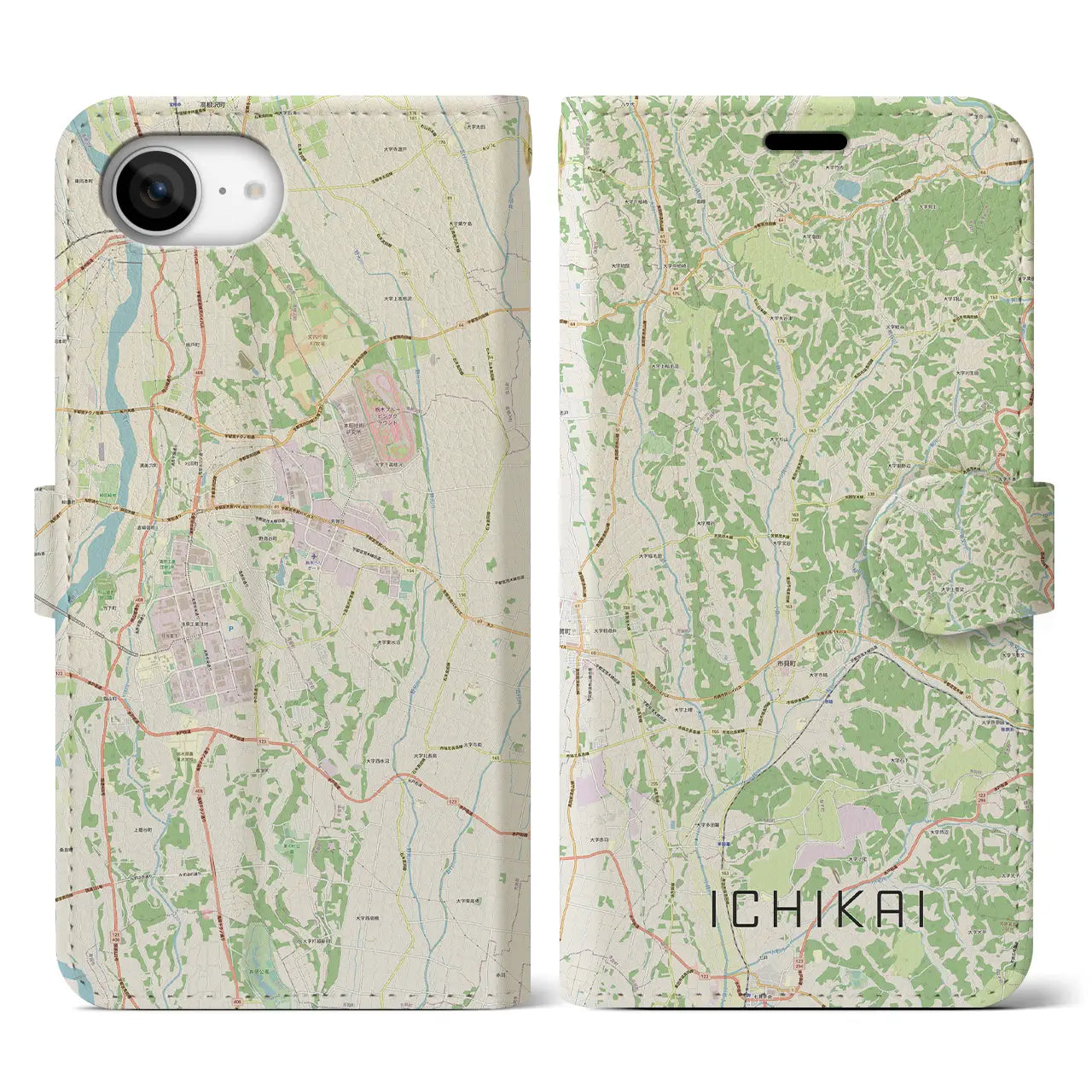 【市貝(栃木県)】地図柄iPhoneケース(手帳タイプ)