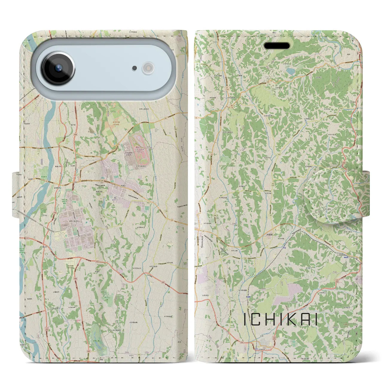 【市貝(栃木県)】地図柄iPhoneケース(手帳タイプ)