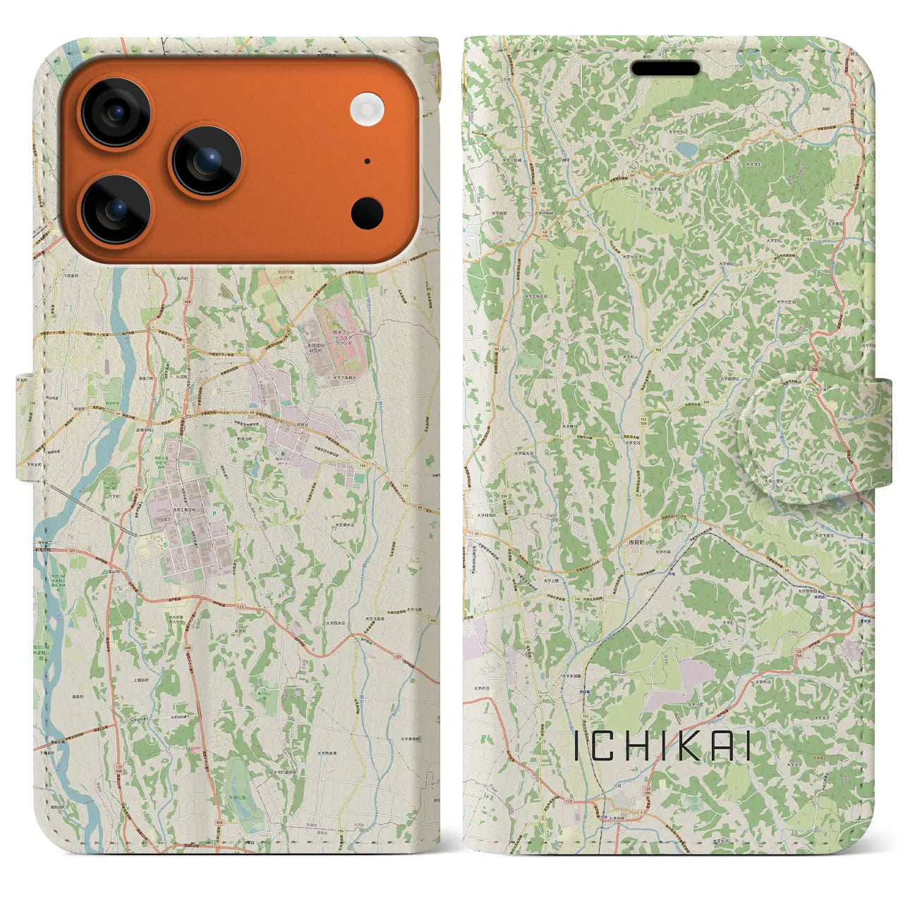 【市貝(栃木県)】地図柄iPhoneケース(手帳タイプ)ナチュラル・iPhone 17 Pro Max 用