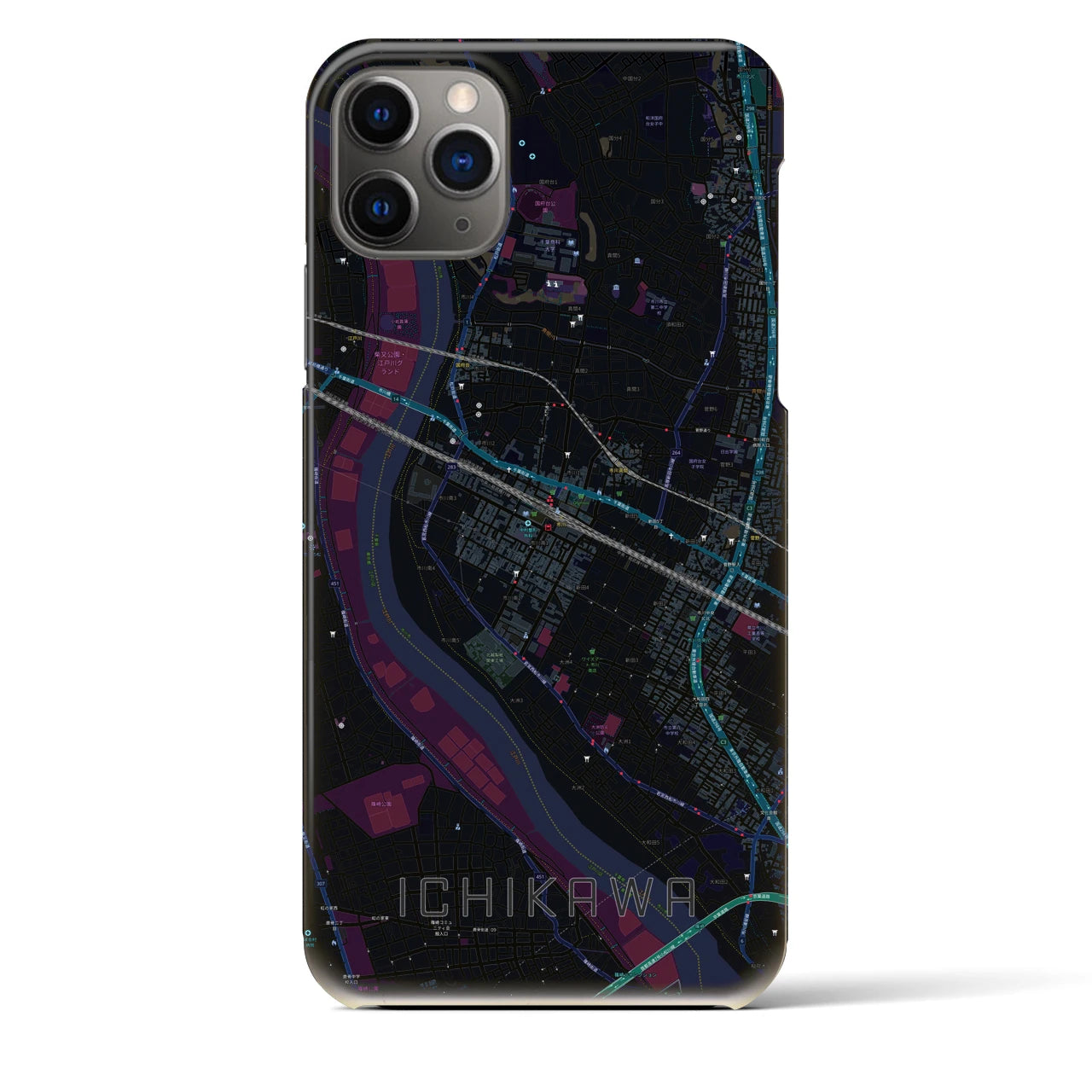 【市川(千葉県)】地図柄iPhoneケース(バックカバータイプ)
