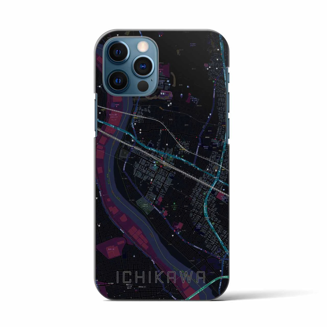 【市川(千葉県)】地図柄iPhoneケース(バックカバータイプ)